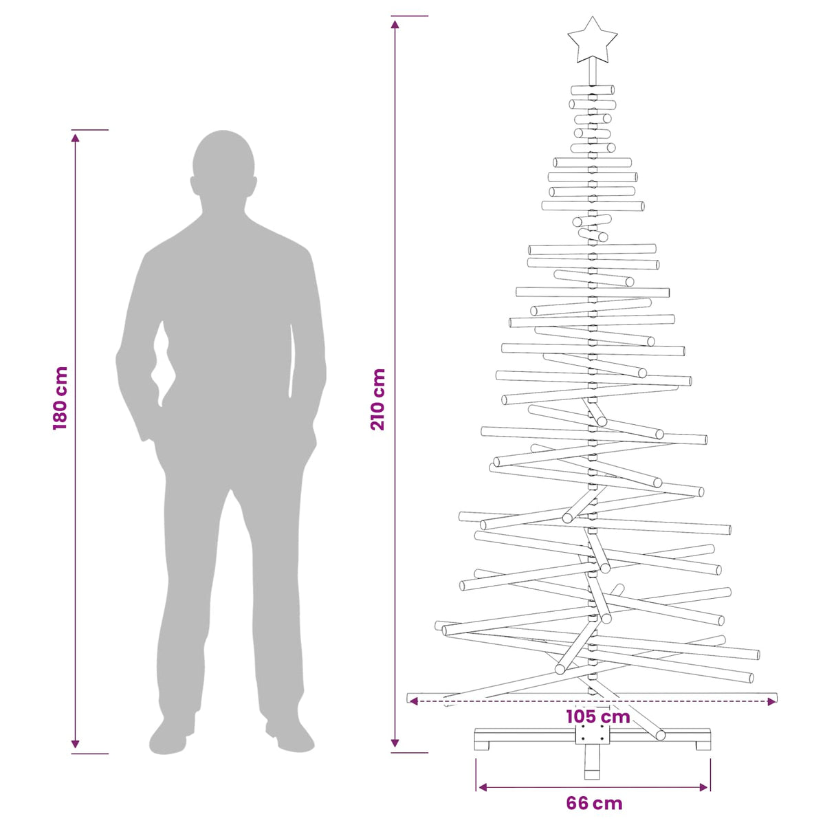 Houten kerstboom KOTKA 210 cm Massief grenenhout