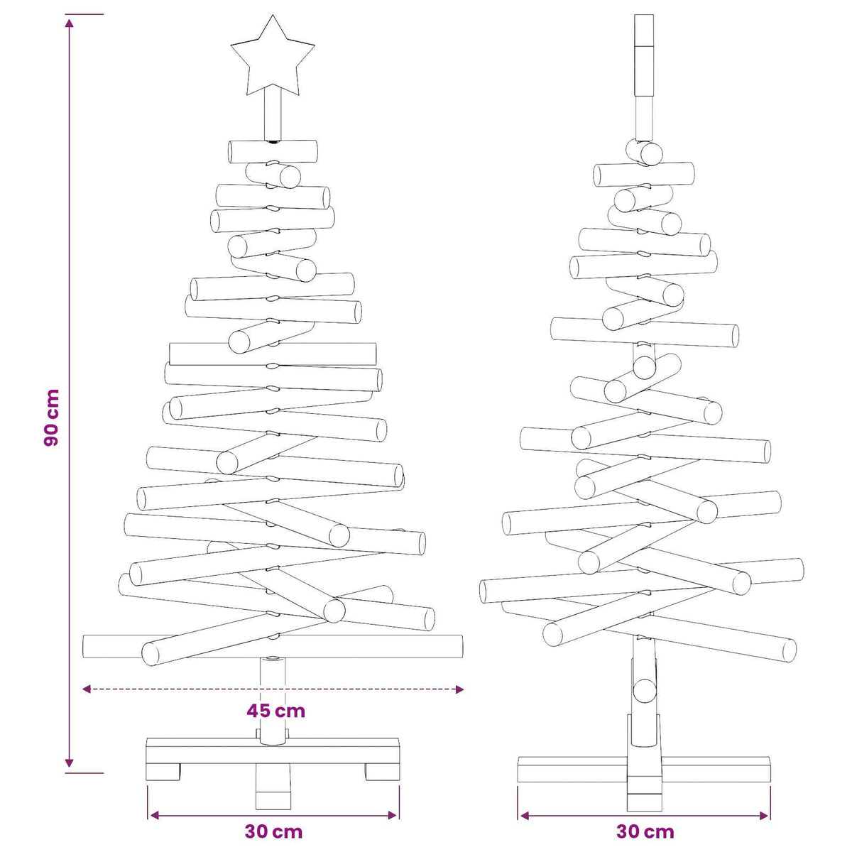 Houten kerstboom KOTKA 90 cm Massief grenenhout Natuurlijk