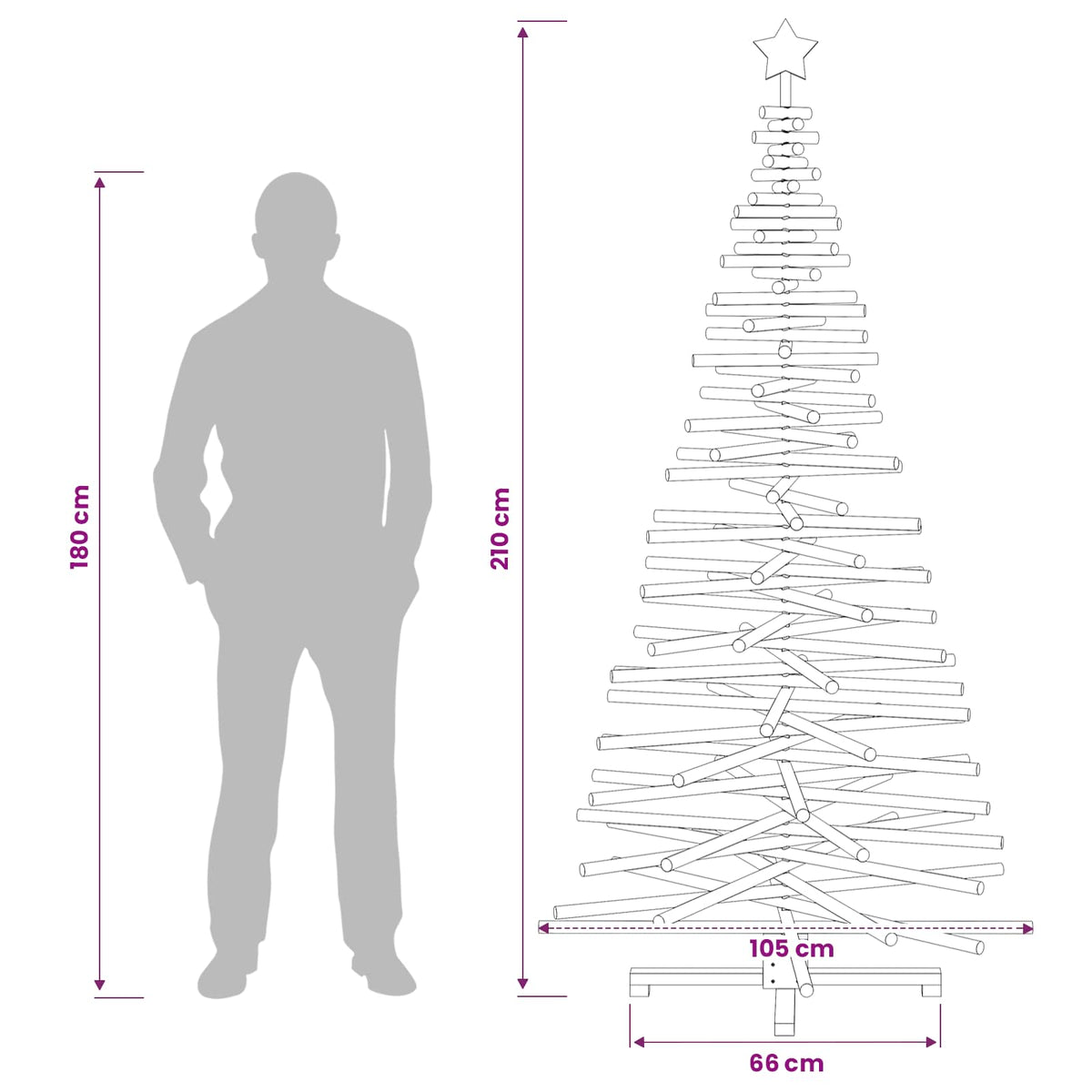 Houten kerstboom KOTKA 210 cm Massief grenenhout