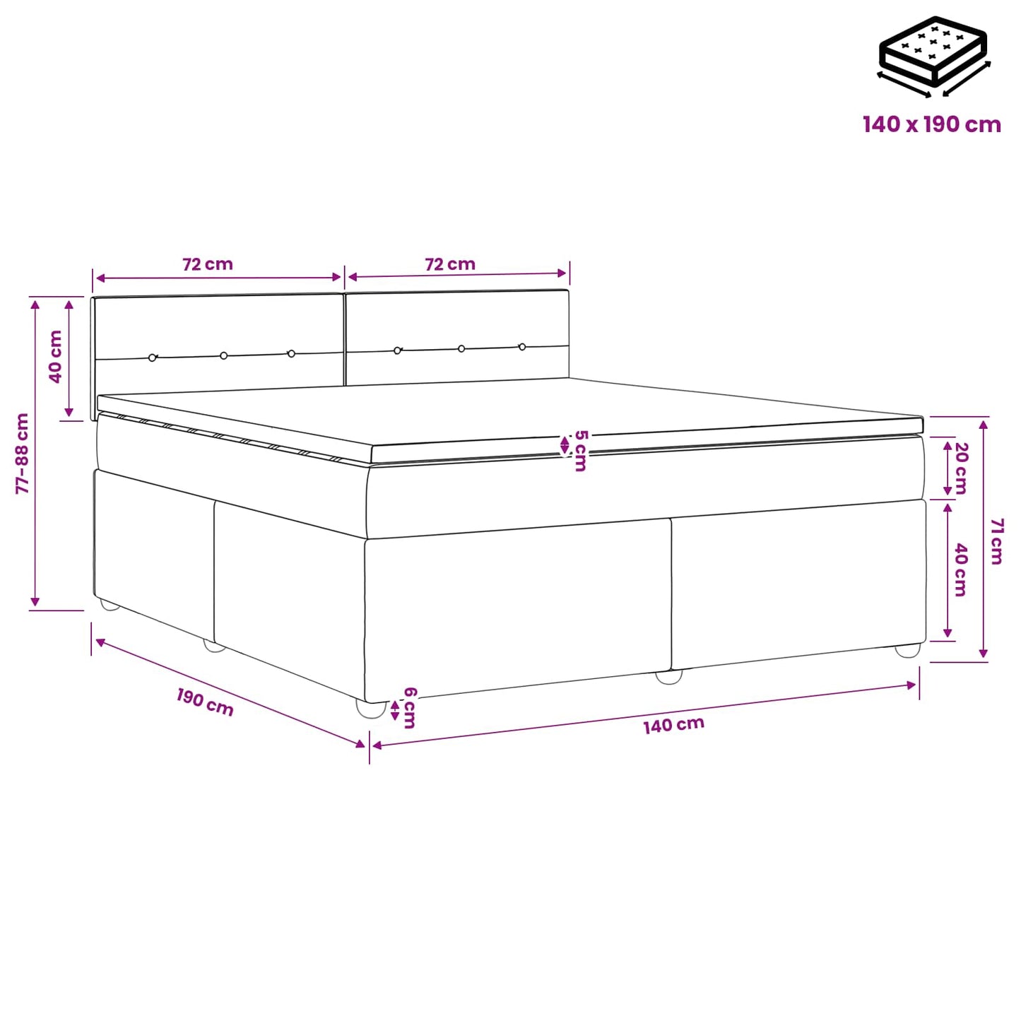 Boxspringbed met matras Donkergroen 140 x 190 cm Fluweel