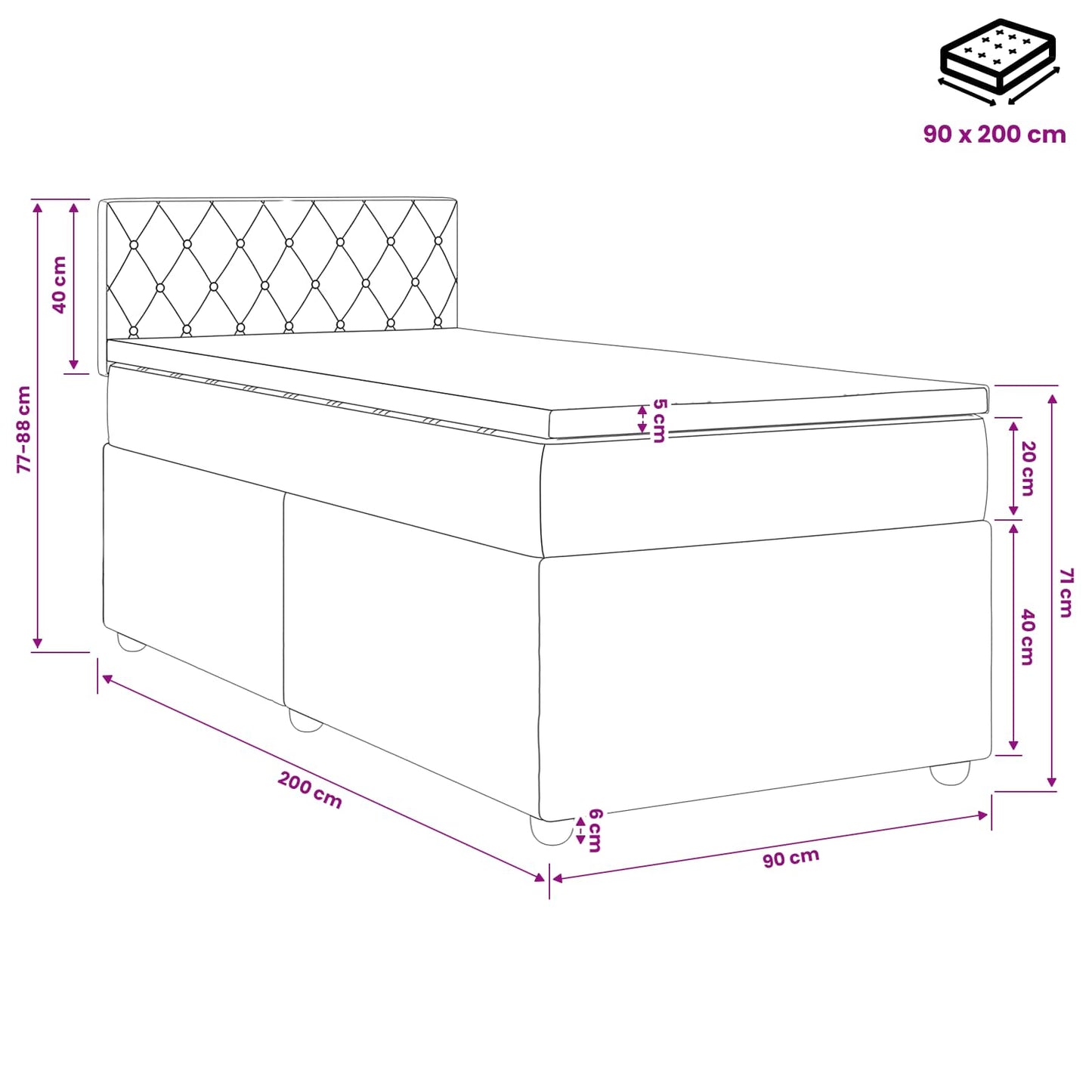 Boxspringbed met matras Donkergroen 90 x 200 cm Fluweel