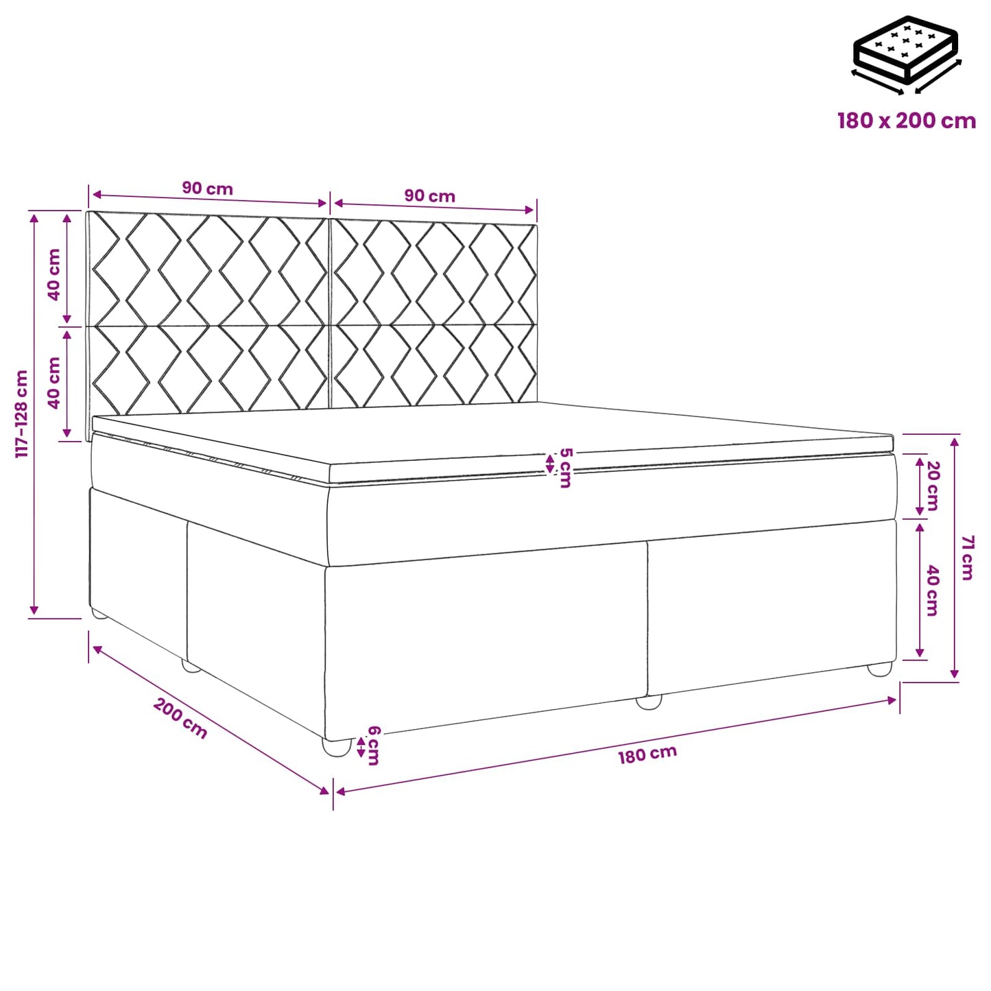 Boxspringbed met matras Blauw 180 x 200 cm Fluweel
