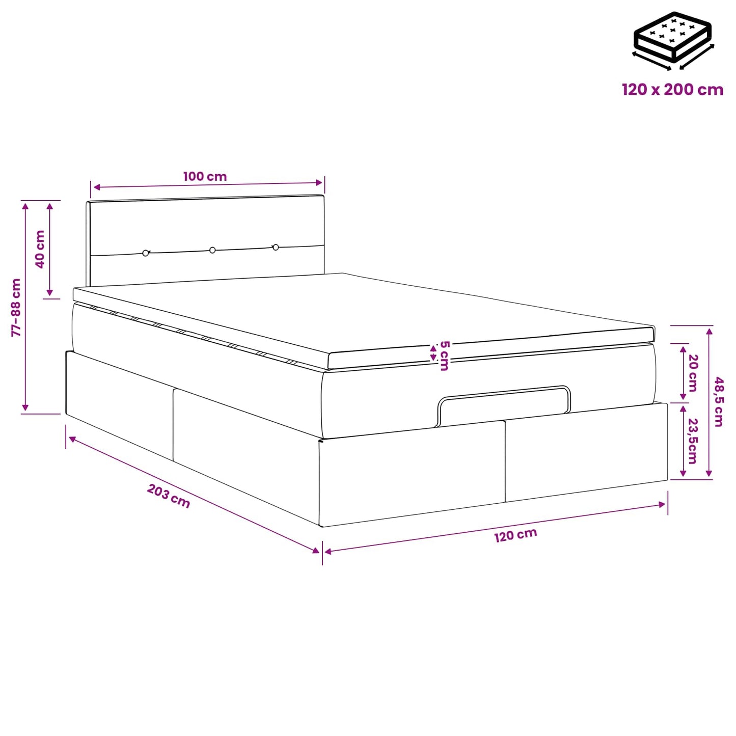 Ottoman bed met matras Donkergroen 120 x 200 cm Fluweel