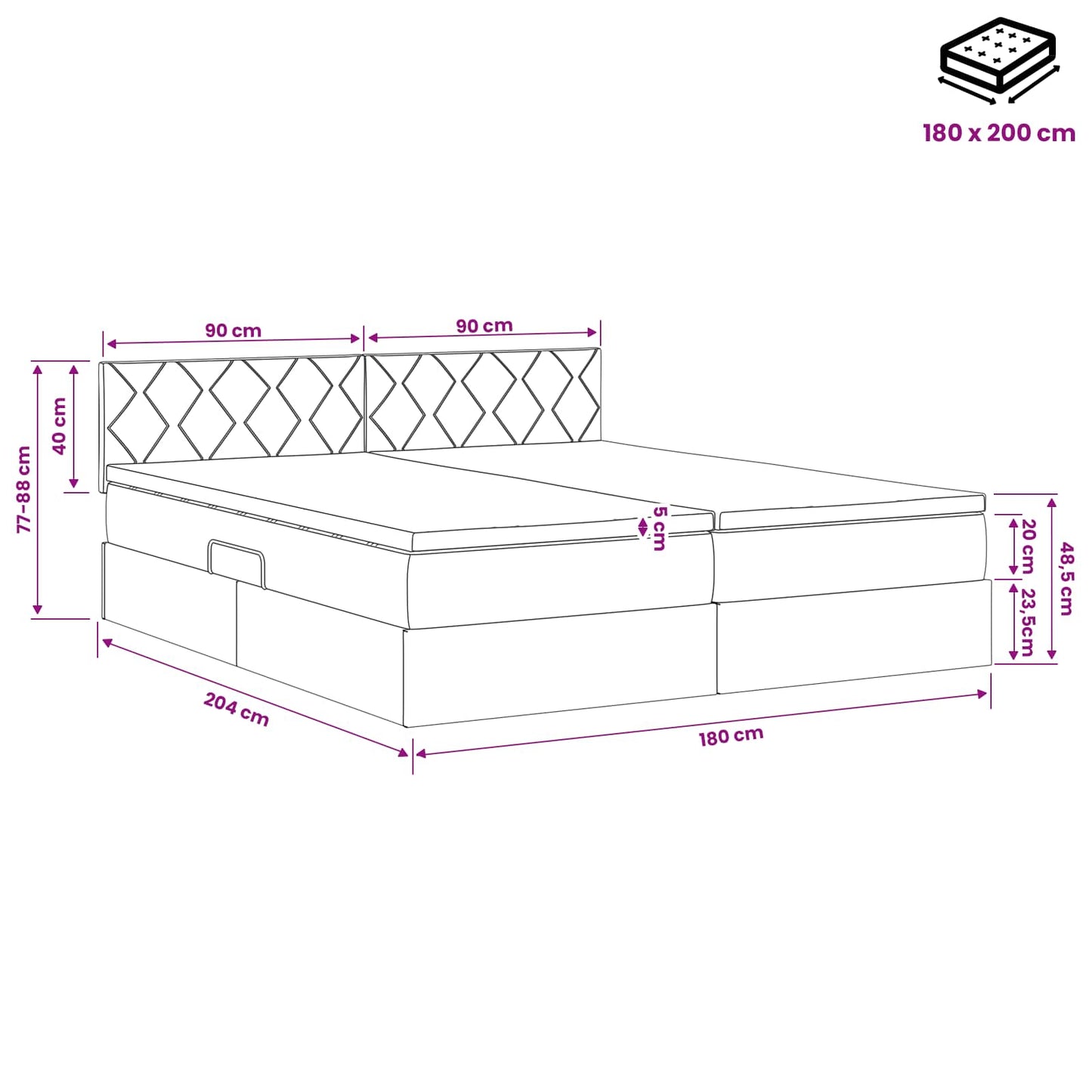 Opslag bed met hoofdeinde 2 st Taupe Nep Leer