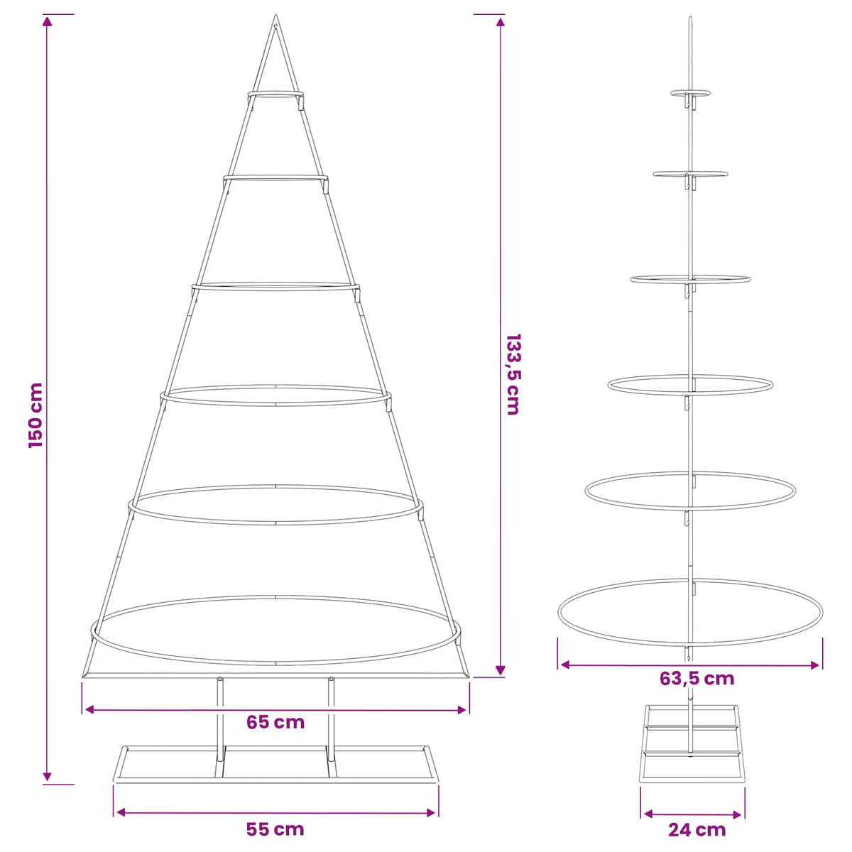 Metalen kerstboom met standaard KUOPIO 150 cm Staal Wit