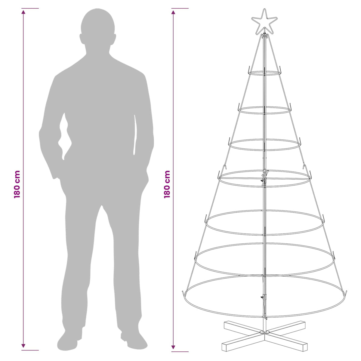 Kerst Cone Boom KUOPIO 180 cm Staal Goud