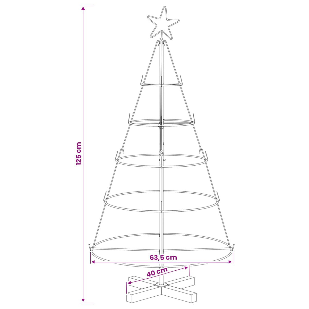 Kerst Cone Boom KUOPIO 125 cm Staal Wit