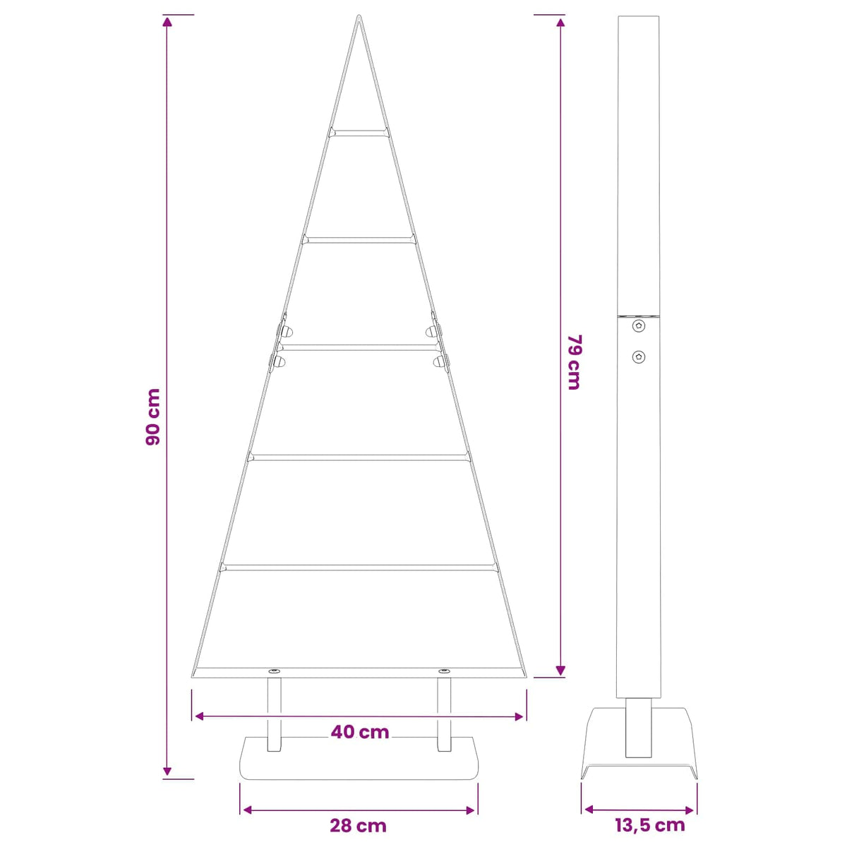 Metalen kerstboom KUOPIO 90 cm Staal Wit