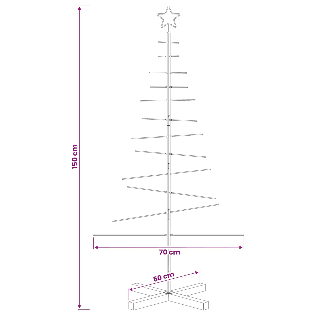 Metalen kerstboom met standaard KUOPIO 150 cm Staal Goud