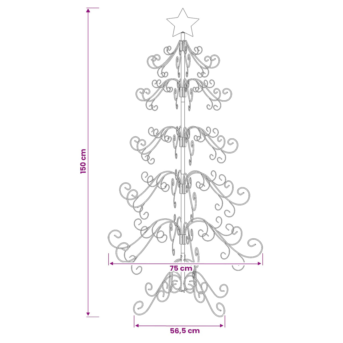 Metalen kerstboom KUOPIO 150 cm staal White