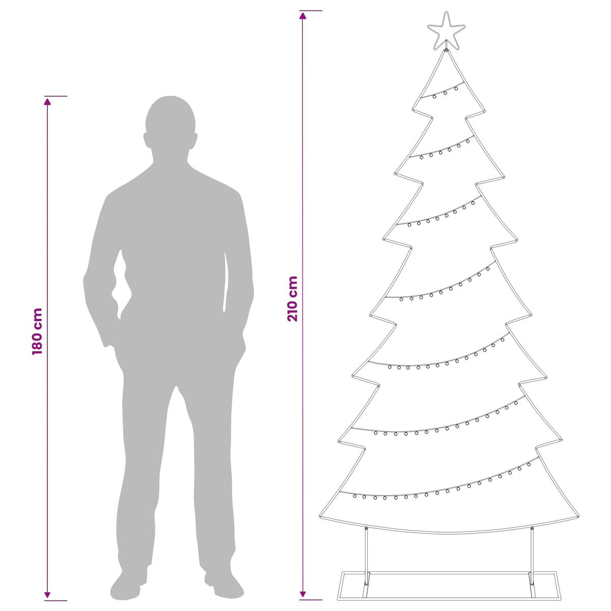 Metalen kerstboom met standaard KUOPIO 210 cm Staal Goud