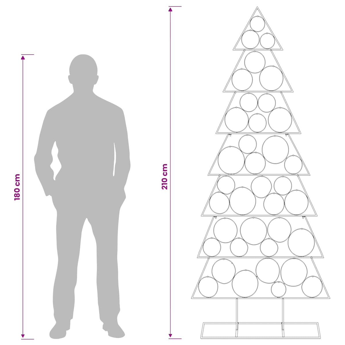Metalen kerstboom met standaard KUOPIO 210 cm Staal Zwart