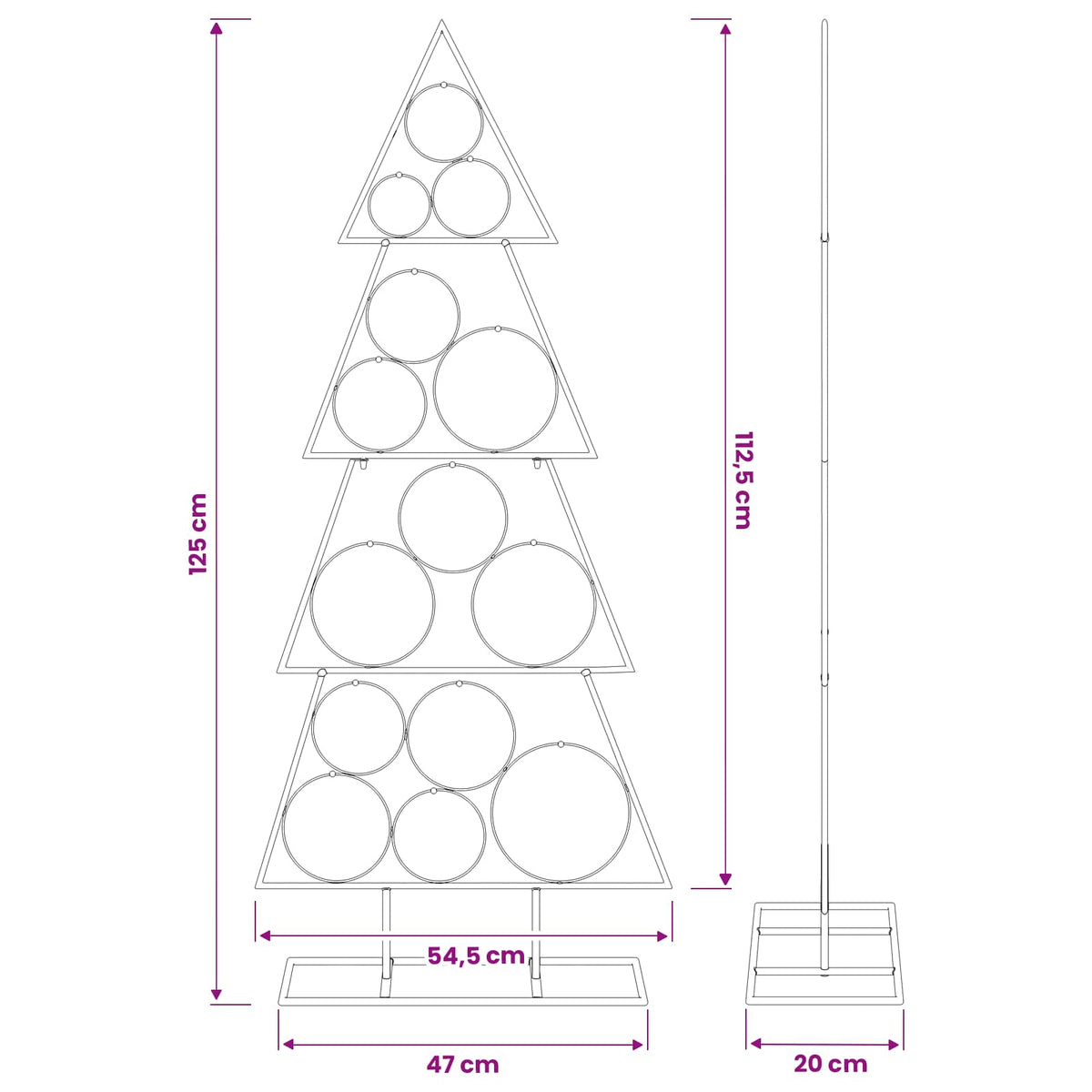 Metalen kerstboom met standaard KUOPIO 125 cm Staal Wit