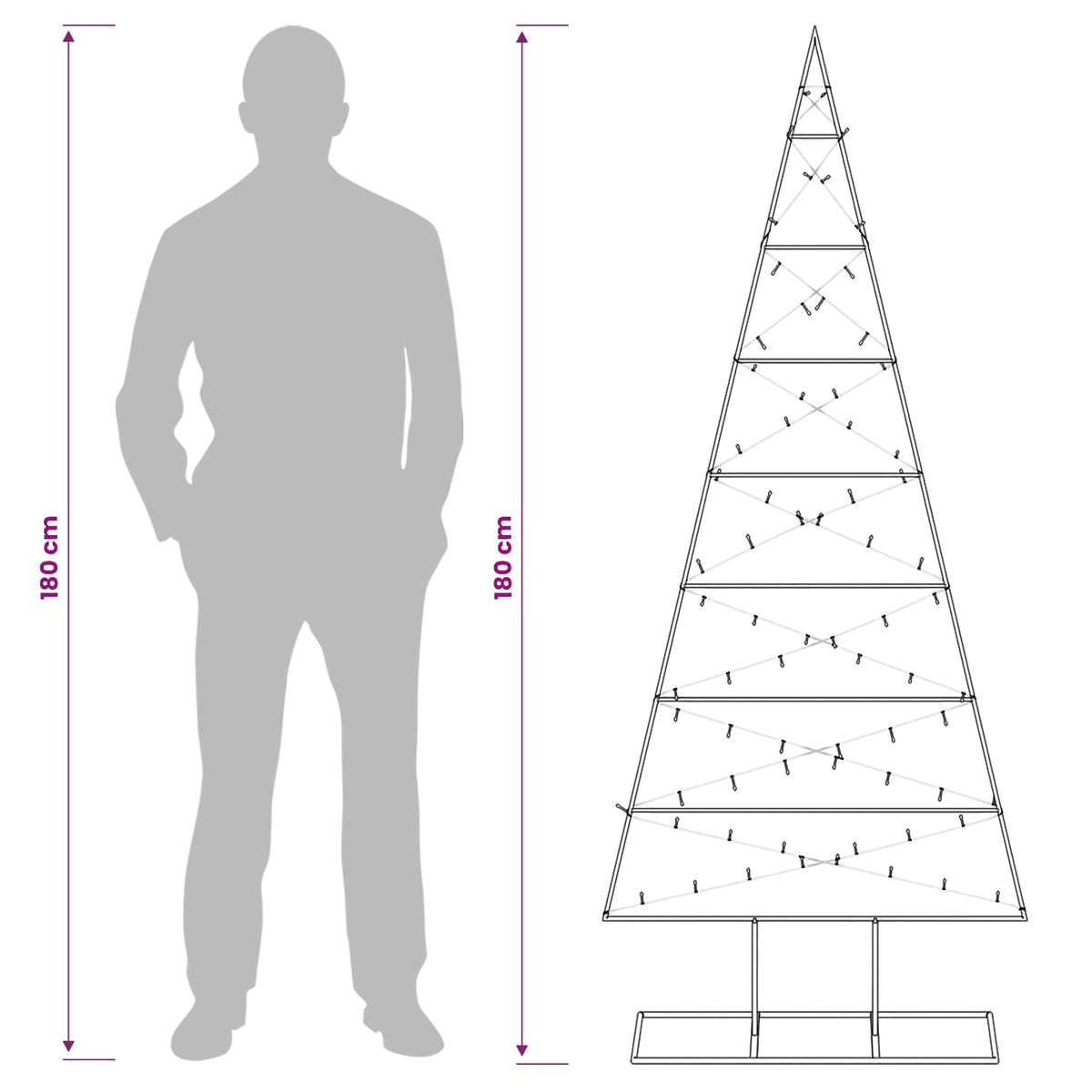 Metalen kerstboom KUOPIO 180 cm Warmwit Poedergecoat staal