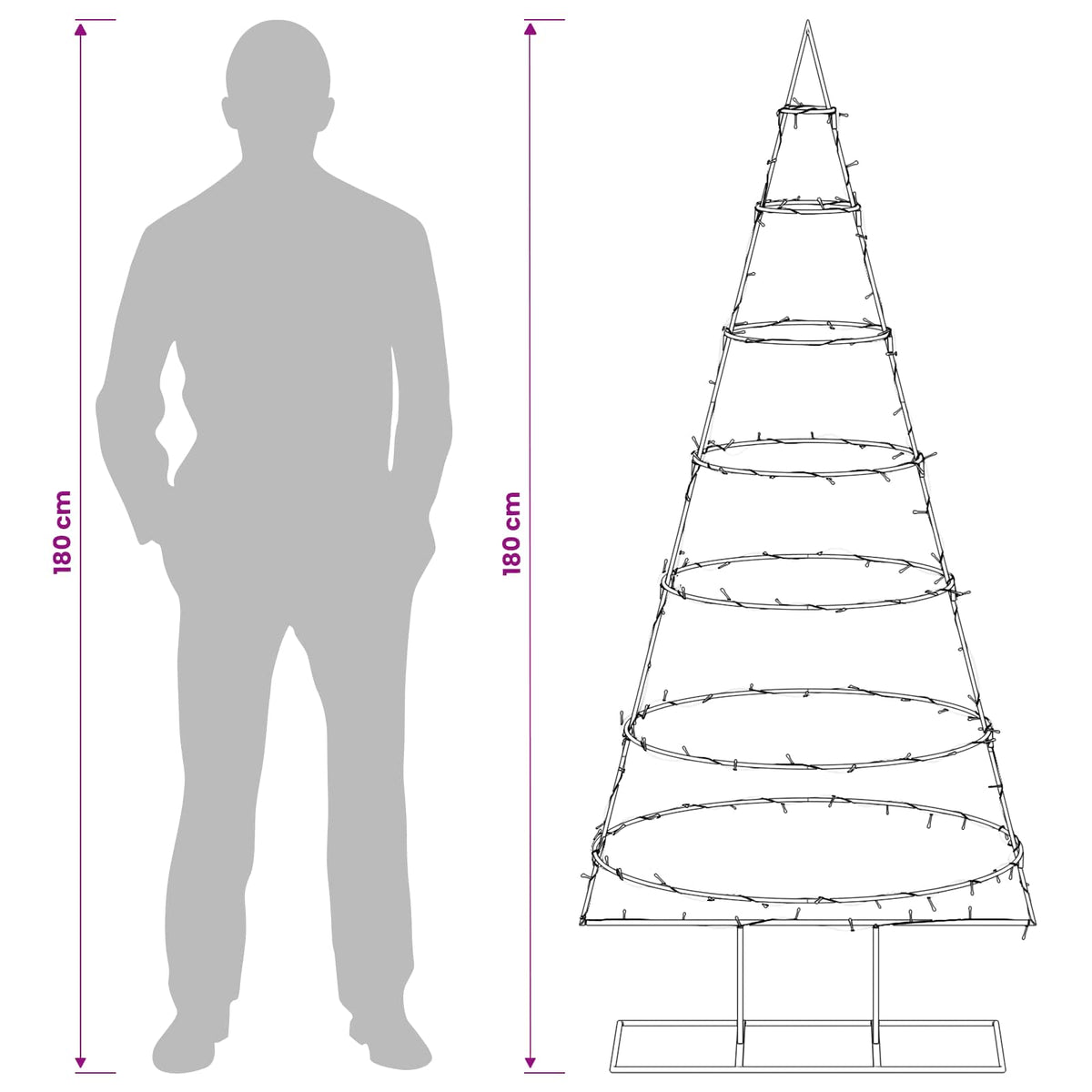Metalen kerstboom met standaard KUOPIO 180 cm Warmwit Staal
