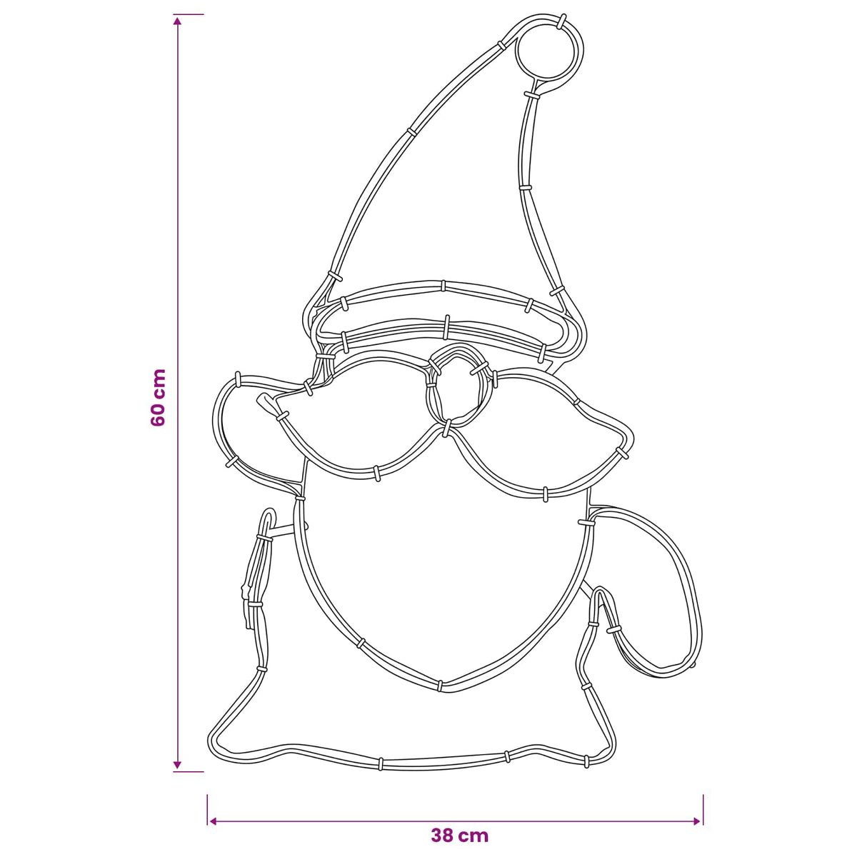 Led-kerstkabouter LOVIISA 80 LED's Meerkleurig 38 x 60 cm