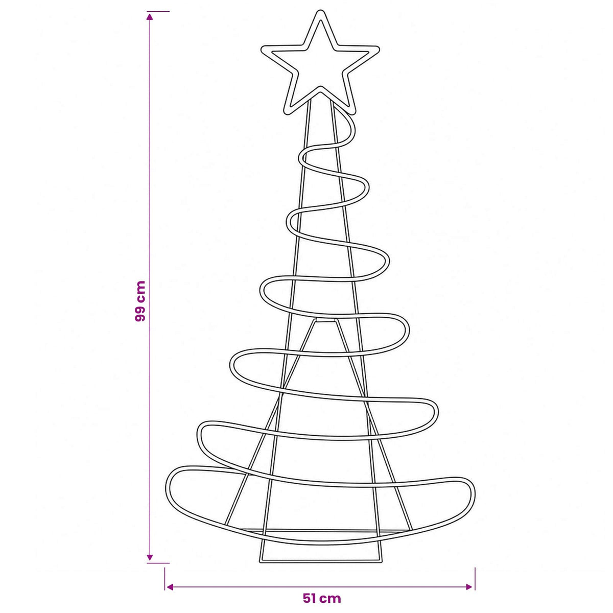 Led-kerstboomsilhouet LOVIISA 100 LED's Warmwit 51 x 99 cm