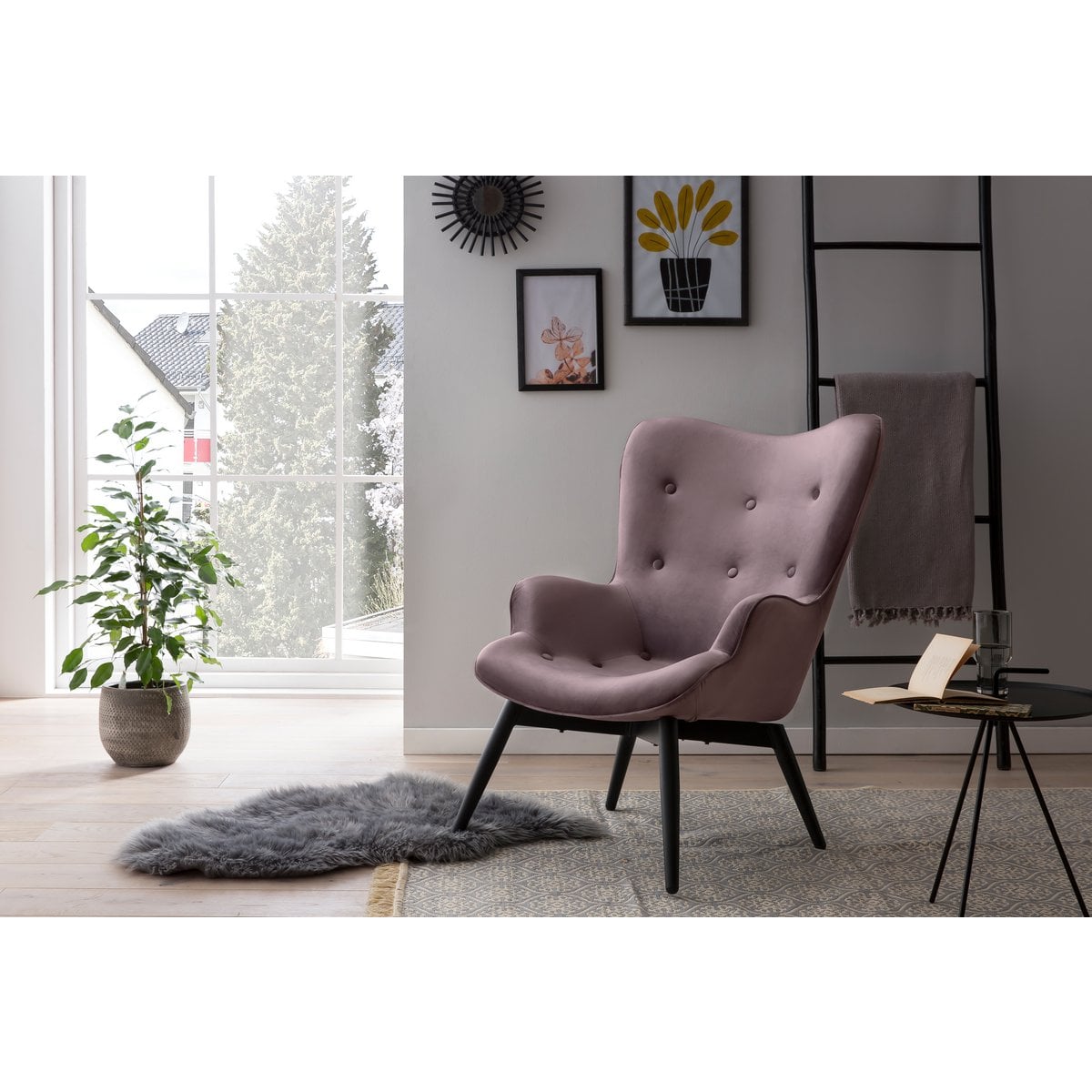 Fauteuil roze fluweel