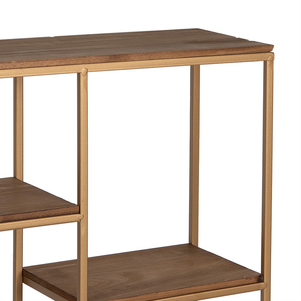 Wall shelf 49 cm Gold-colored Brown Wood Wall Rack