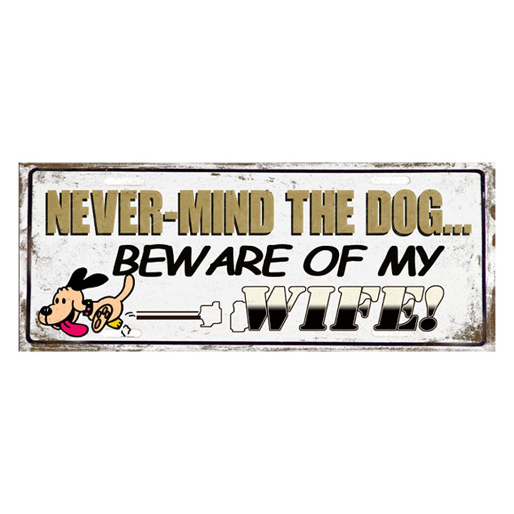 Sign 50x20 cm White Brown Iron Wall sign