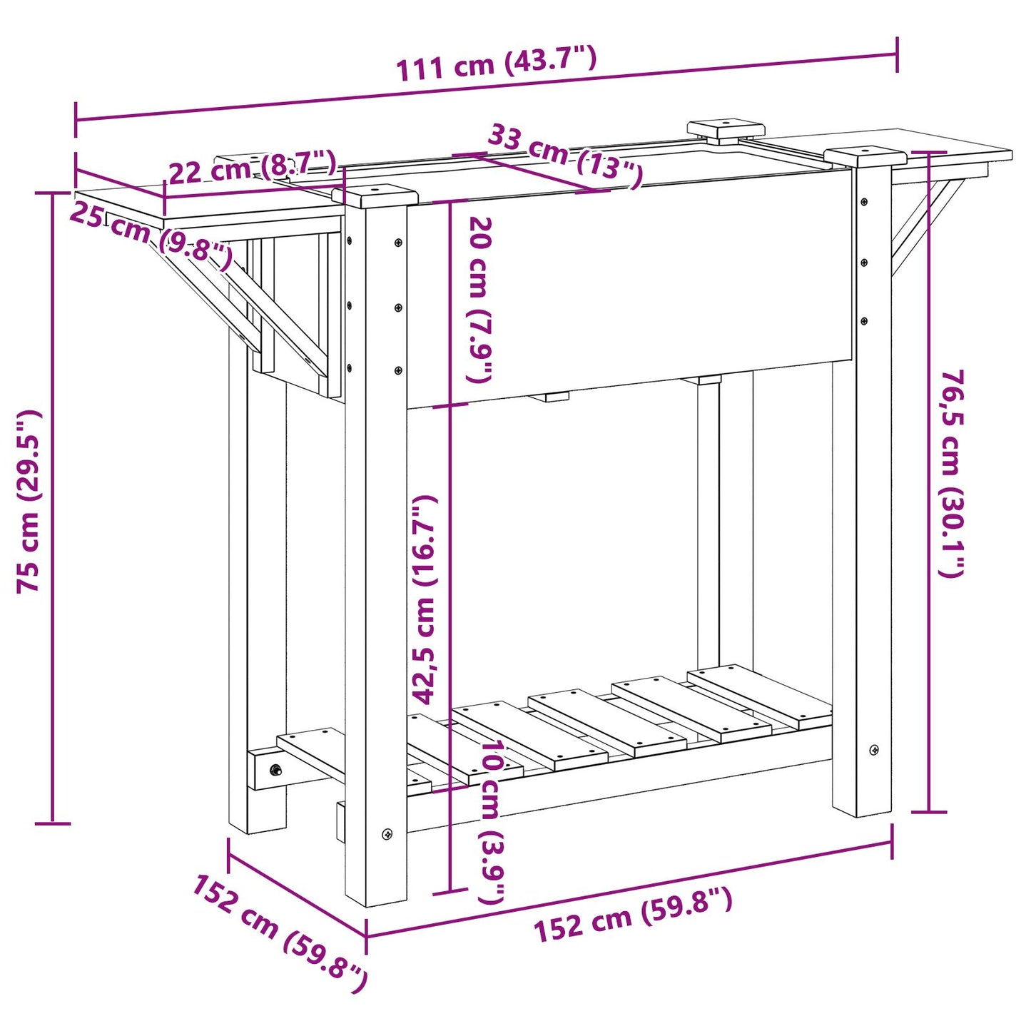 Tuinplanter Met Planken 111X37X76 Cm Massief Vurenhout 111 x 37 x 76.5 cm