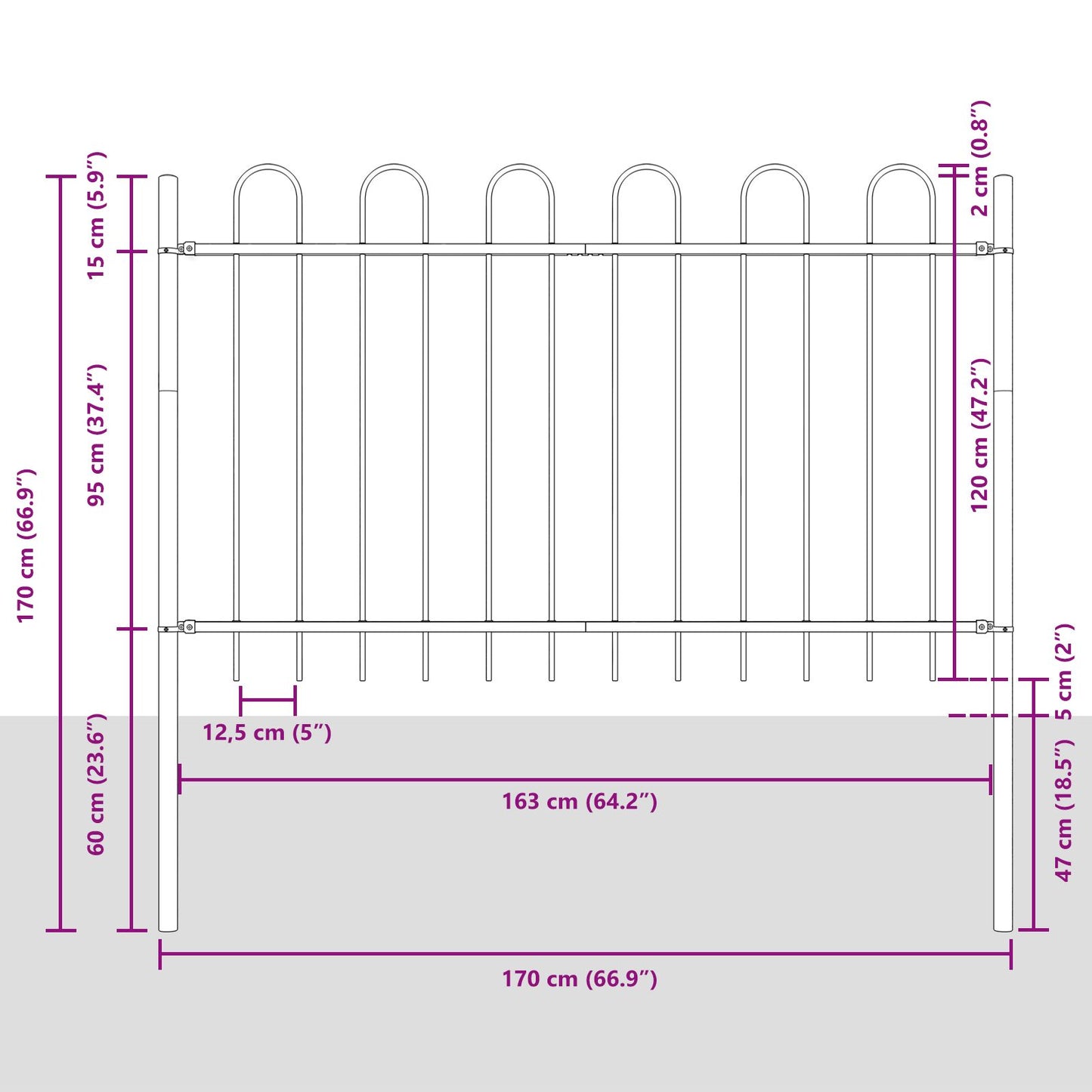Tuinafscheiding Met Hoektop 15,3X1,2 M Staal Grijs 1.2 m 15.3 m