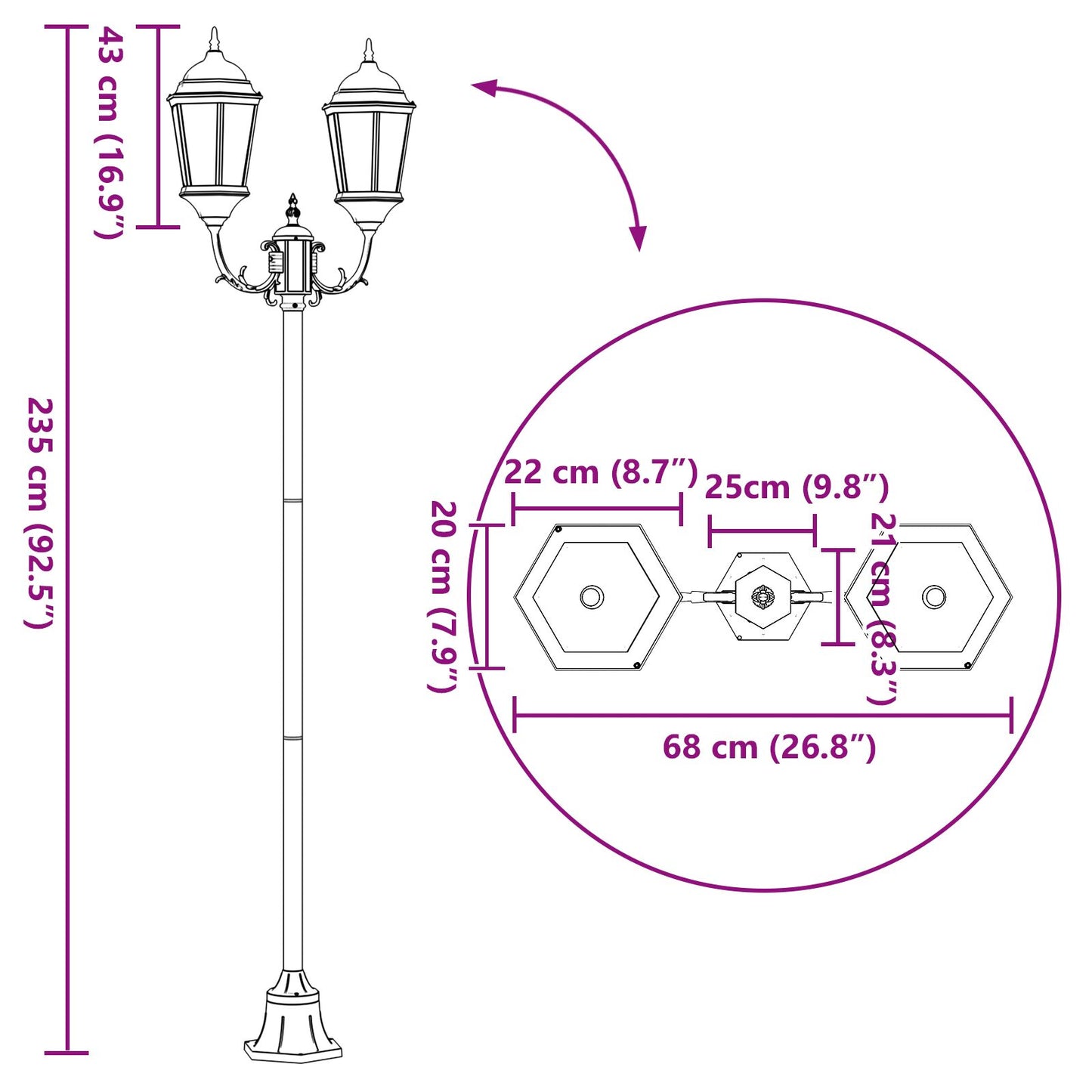 Tuinlampenpost 2-Lamp E27 Groen 220 Cm Aluminium Donkergroen