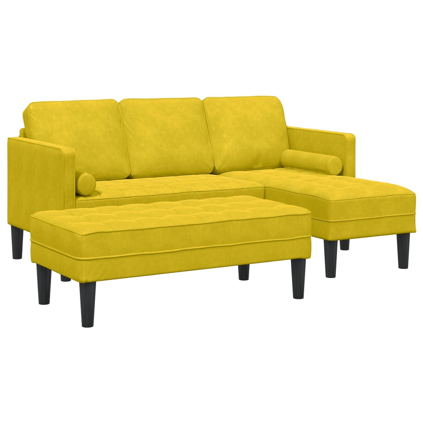 Tuinbank met Bank en Kussens L-Vormige Gele Fluweel, vidaXL L-vormige Sofa Geel 173x131x67 cm Fluweel, vidaXL Bank Geel 113x57x39 cm Fluweel