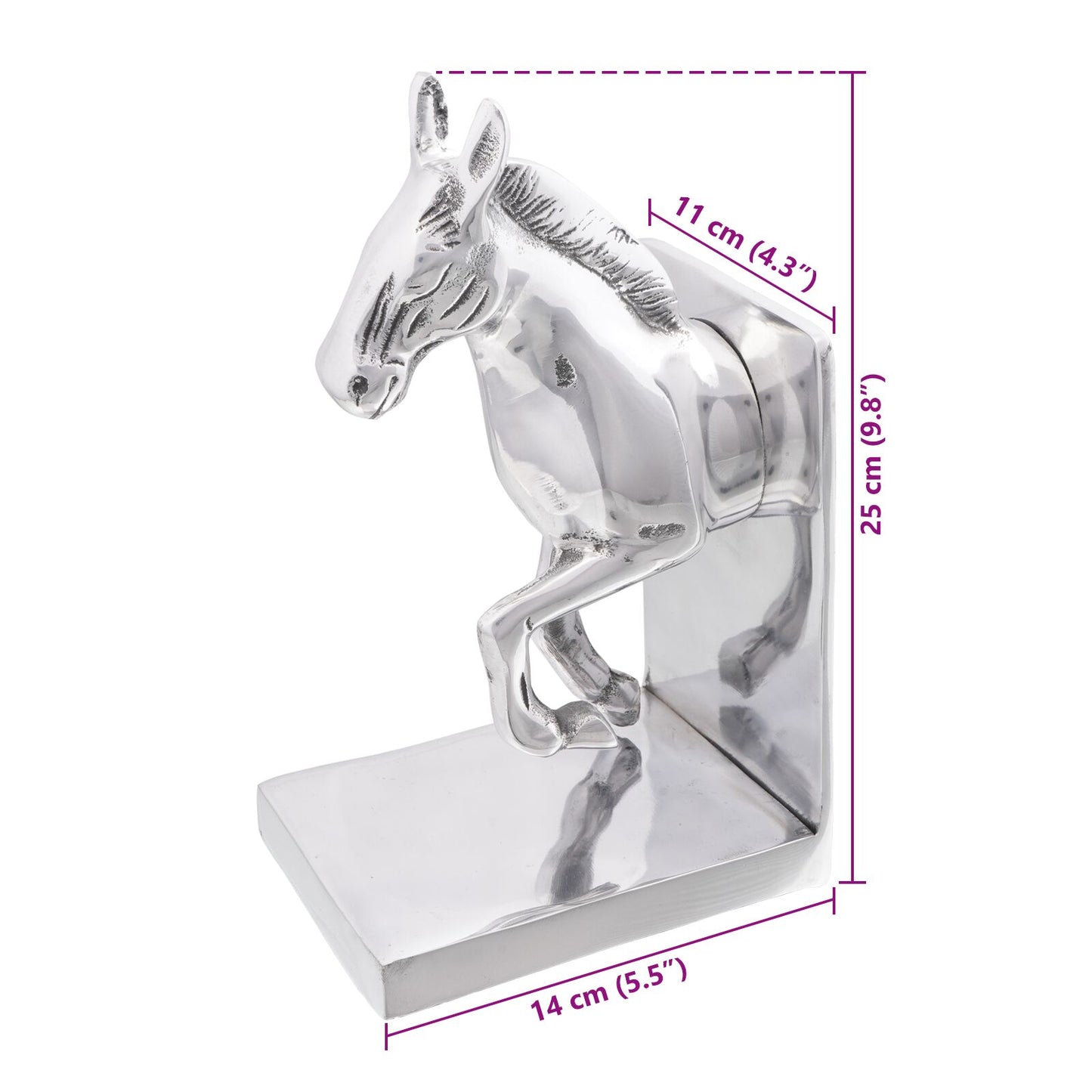 Boekensteunen 2 Stuks Zilver 11X14X25 Cm Aluminium Paard