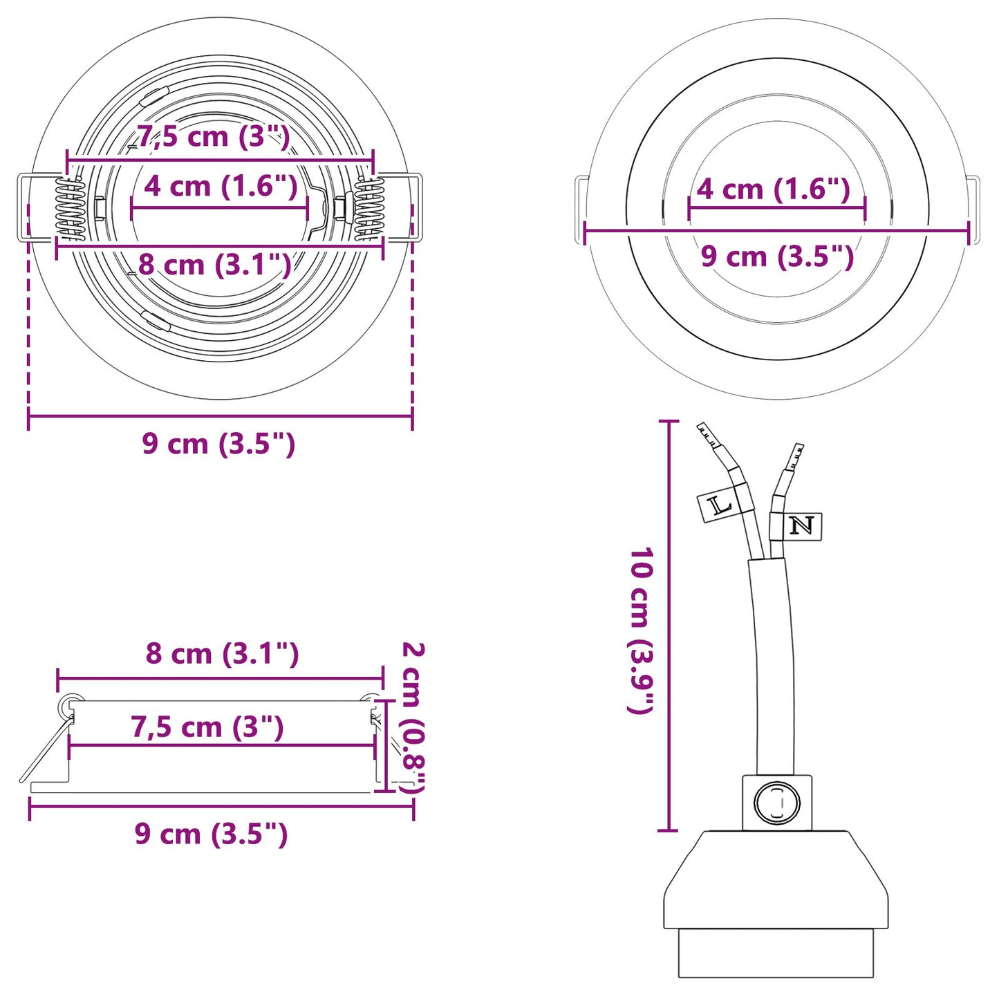 Ingebouwde Spots 24 Stuks Rond Gu10 Zilver Ø91 Mm