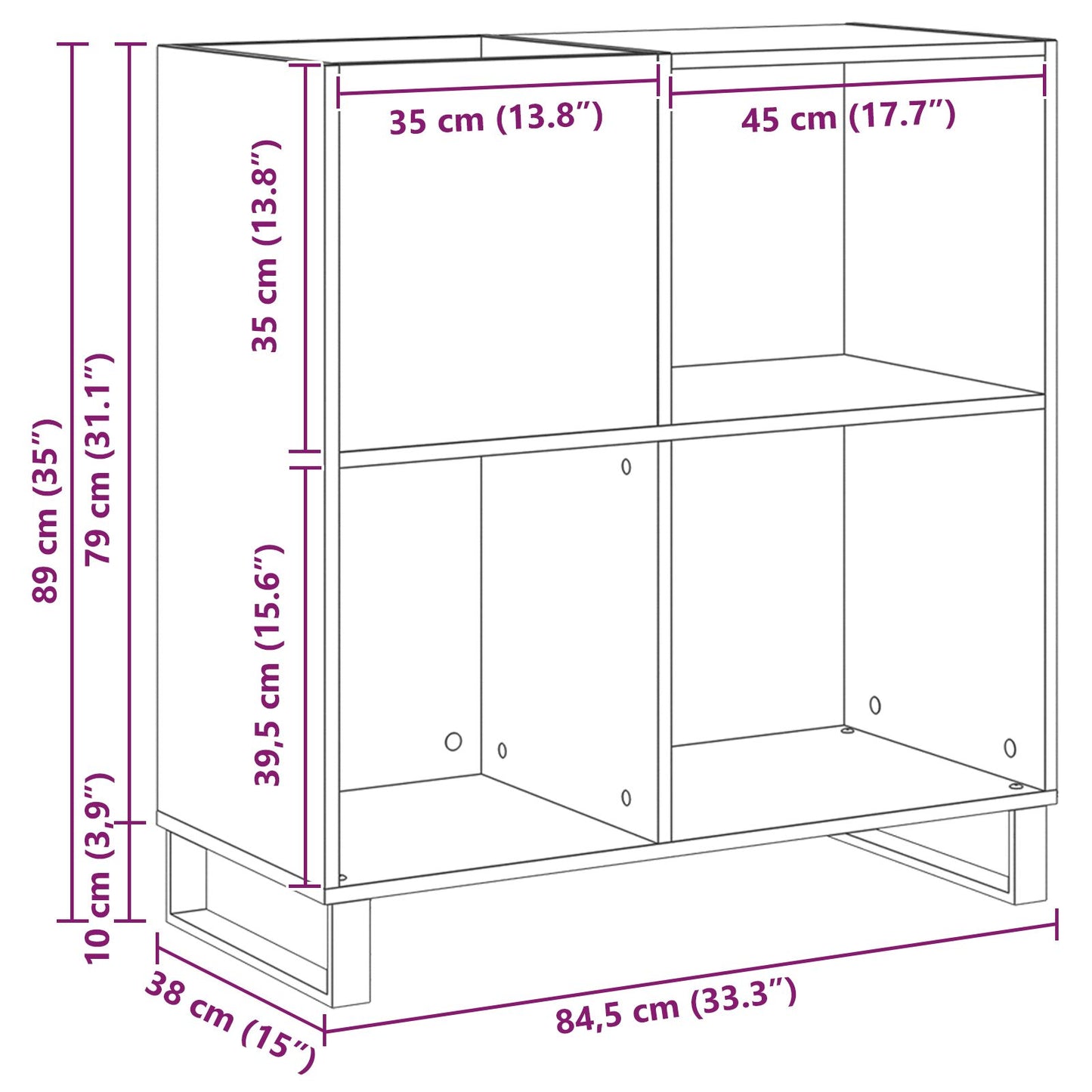 Platenkast 84,5X38X90 Cm Geengineerd Hout Oude Hout