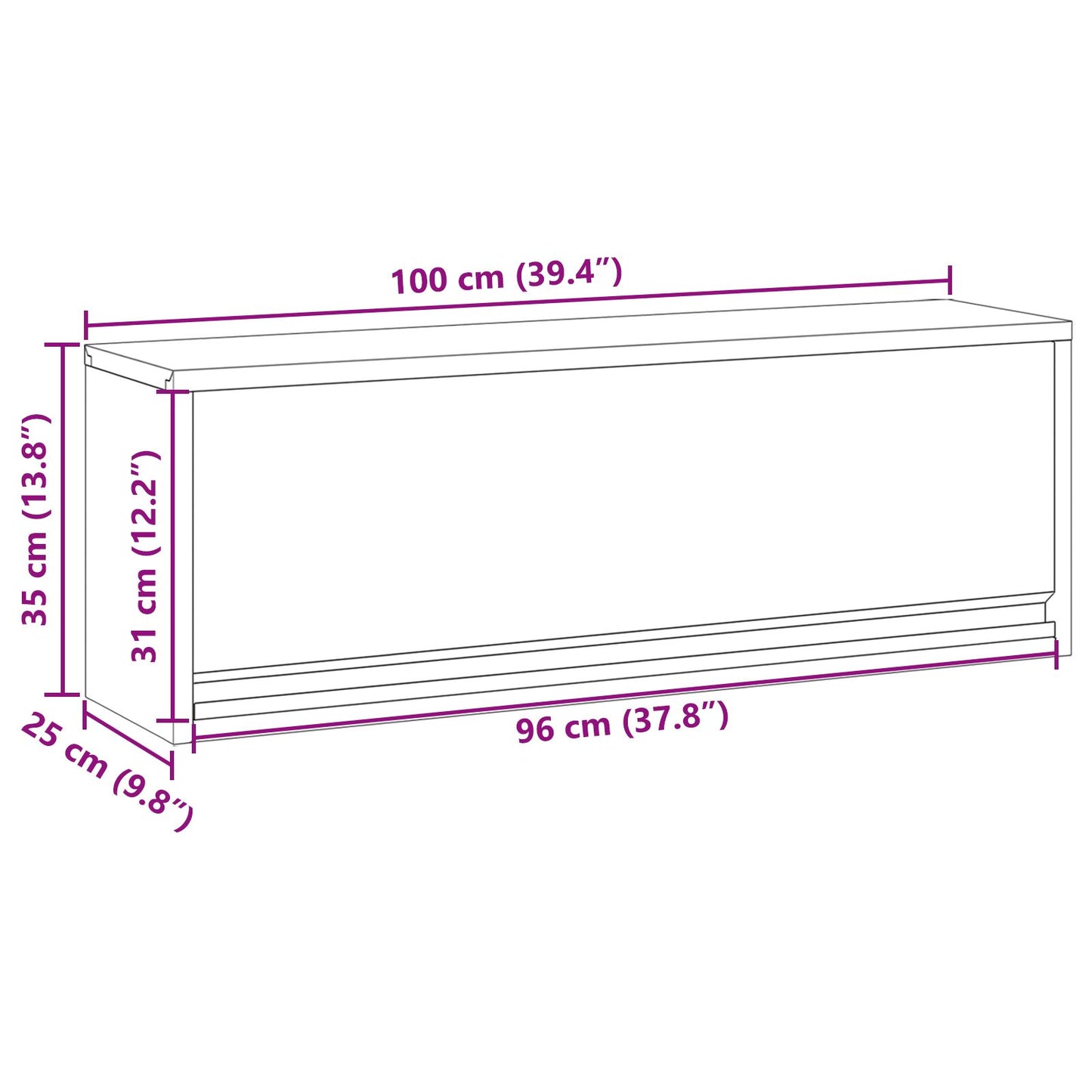 Muurbevestigde Gereedschapskast Met Gaslift Deur, , 100X25X35 Cm 100 cm Rood en Grijs