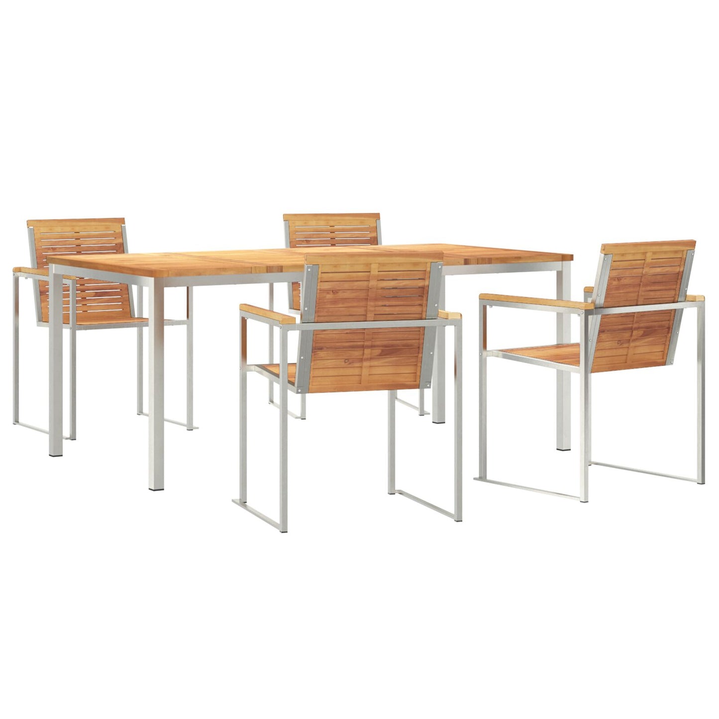 5-delige Tuin Eetset Massief Hout Teak, vidaXL Buiten Eettafel 180x90x75 cm Massief Hout Teak