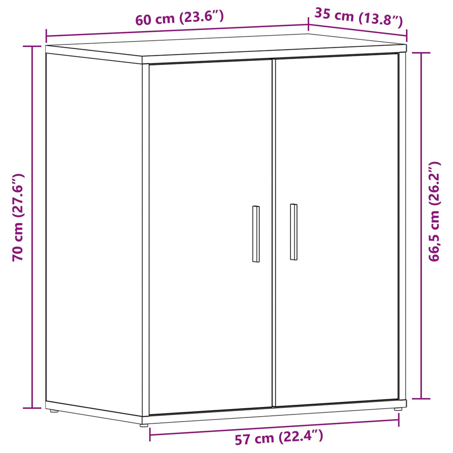 Schoenenkast Bewerkt Hout Zwart eiken 60 x 35 x 70 cm