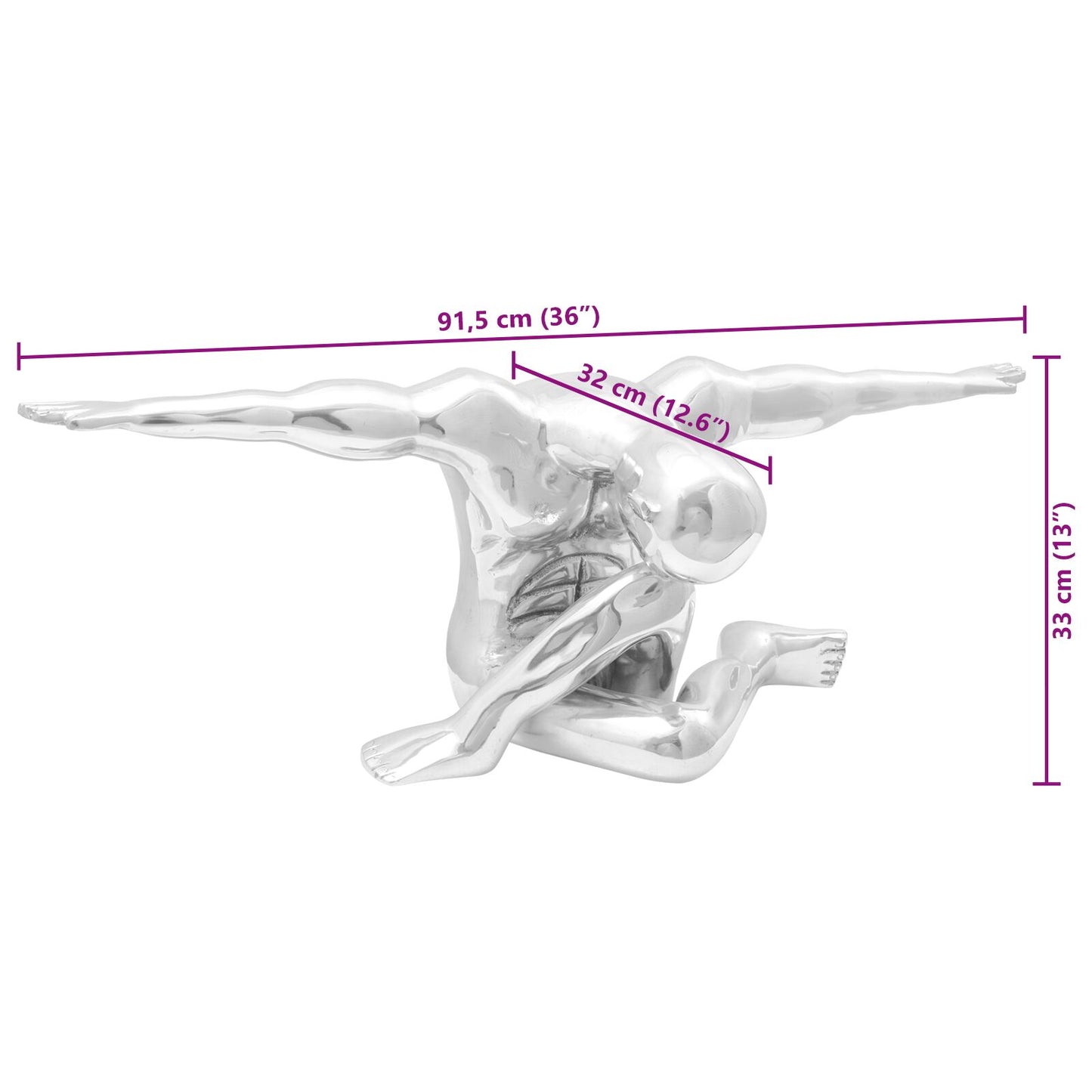 Beeldhouwwerk Zilver 91,5X32X33 Cm Aluminium Denker Grote denker