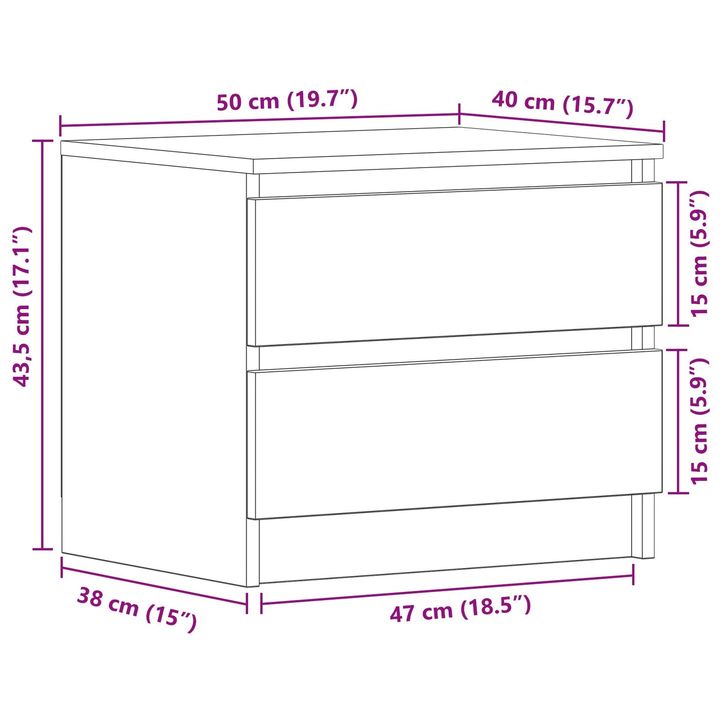 Nachtkastjes 2 Stuks Zwart Eiken 50X40X43,5 Cm Geengineerd Hout