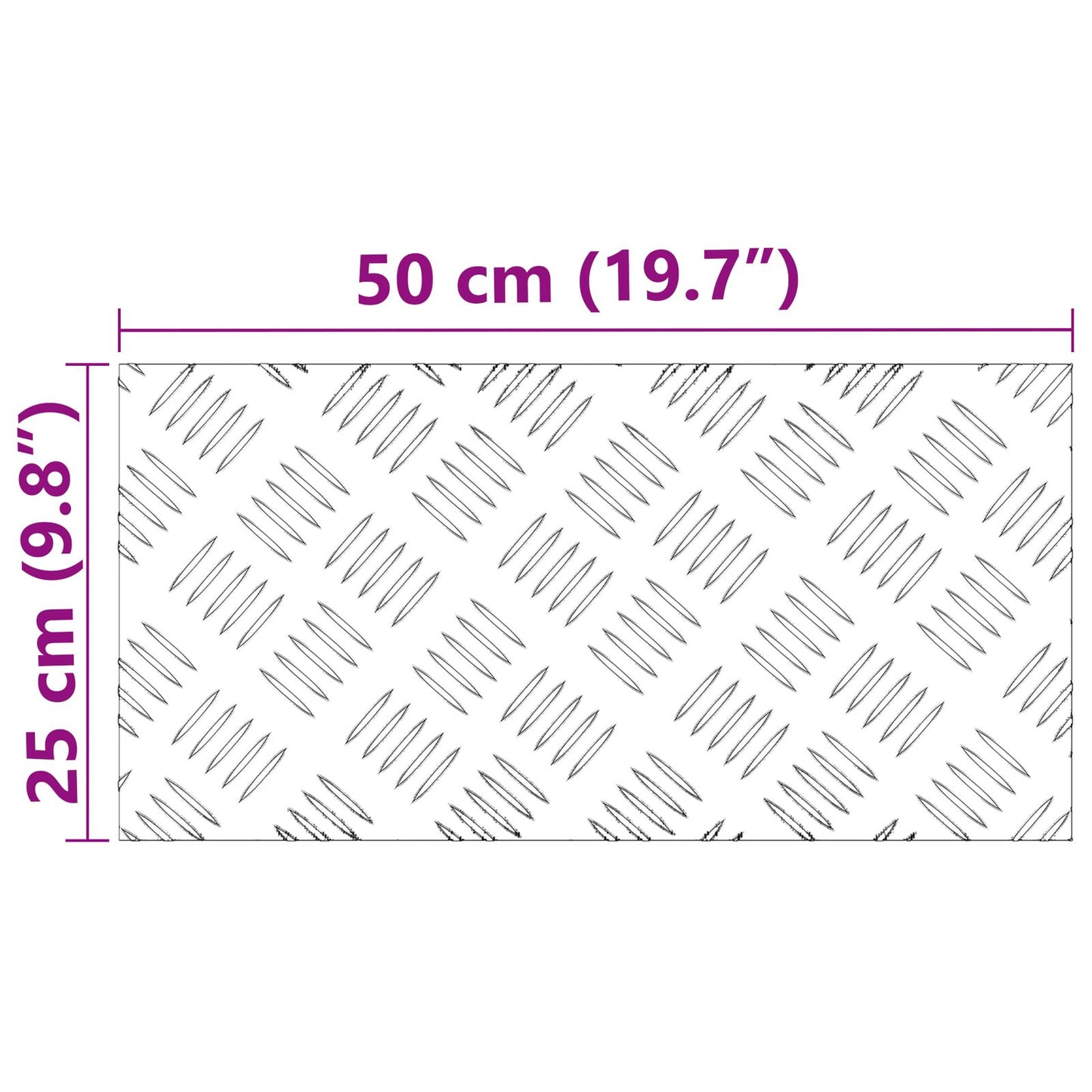 Aluminium Checker Platen - 4 Pak, Anti-Slip, 50X25 Cm 50 x 25 x 0.2 cm Rechthoekig