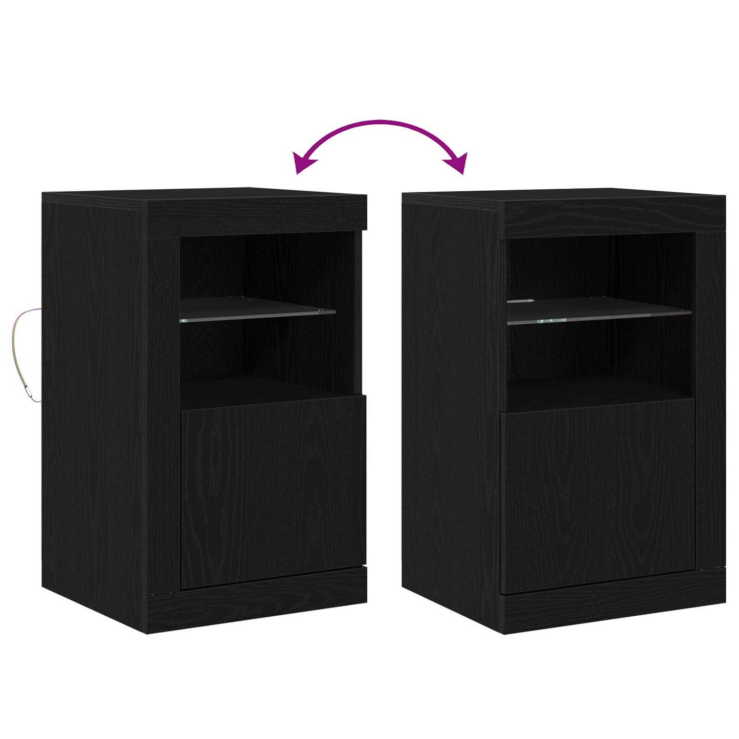 Tv-Meubel Met Led-Verlichting 41X37X67 Cm Zwart eiken