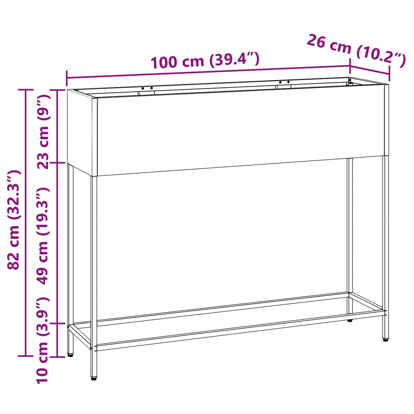 Verhoogde Tuinplantenbak Staal Zwart 100 x 26 x 82 cm