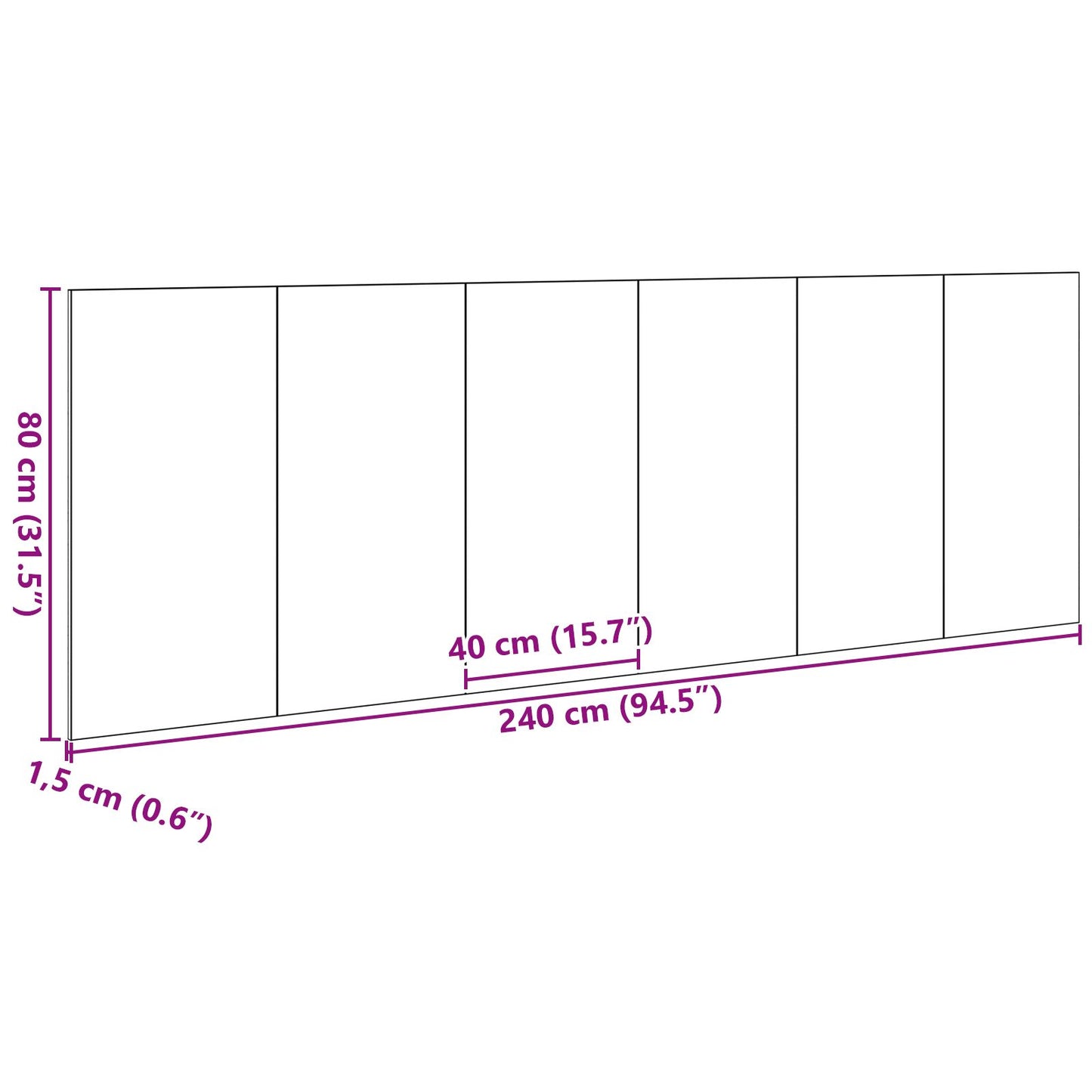 Zwarte Eiken Muur Hoofdbord 240X1.5X80 Cm Gemaakt Van Bewerkt Hout