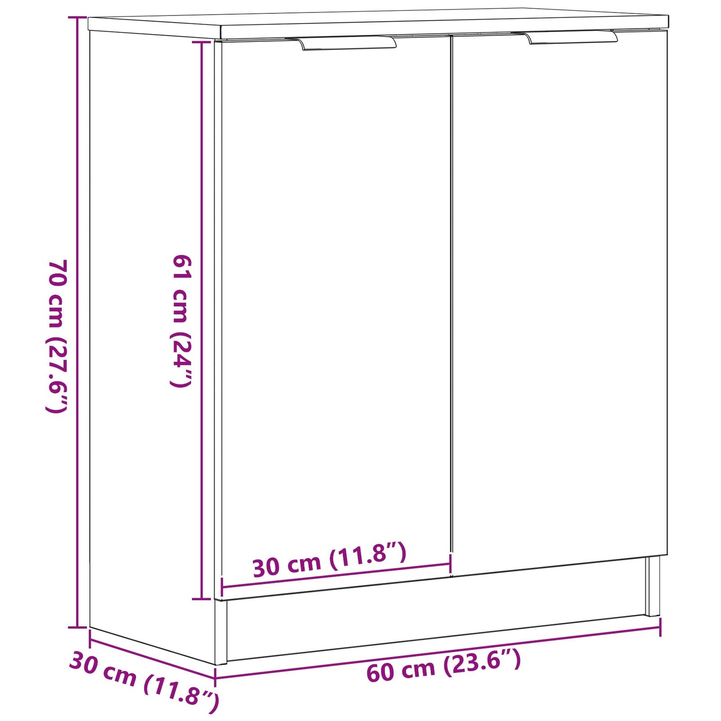 Dressoir Zwart Eiken 60X30X70 Cm Gelaagd Hout