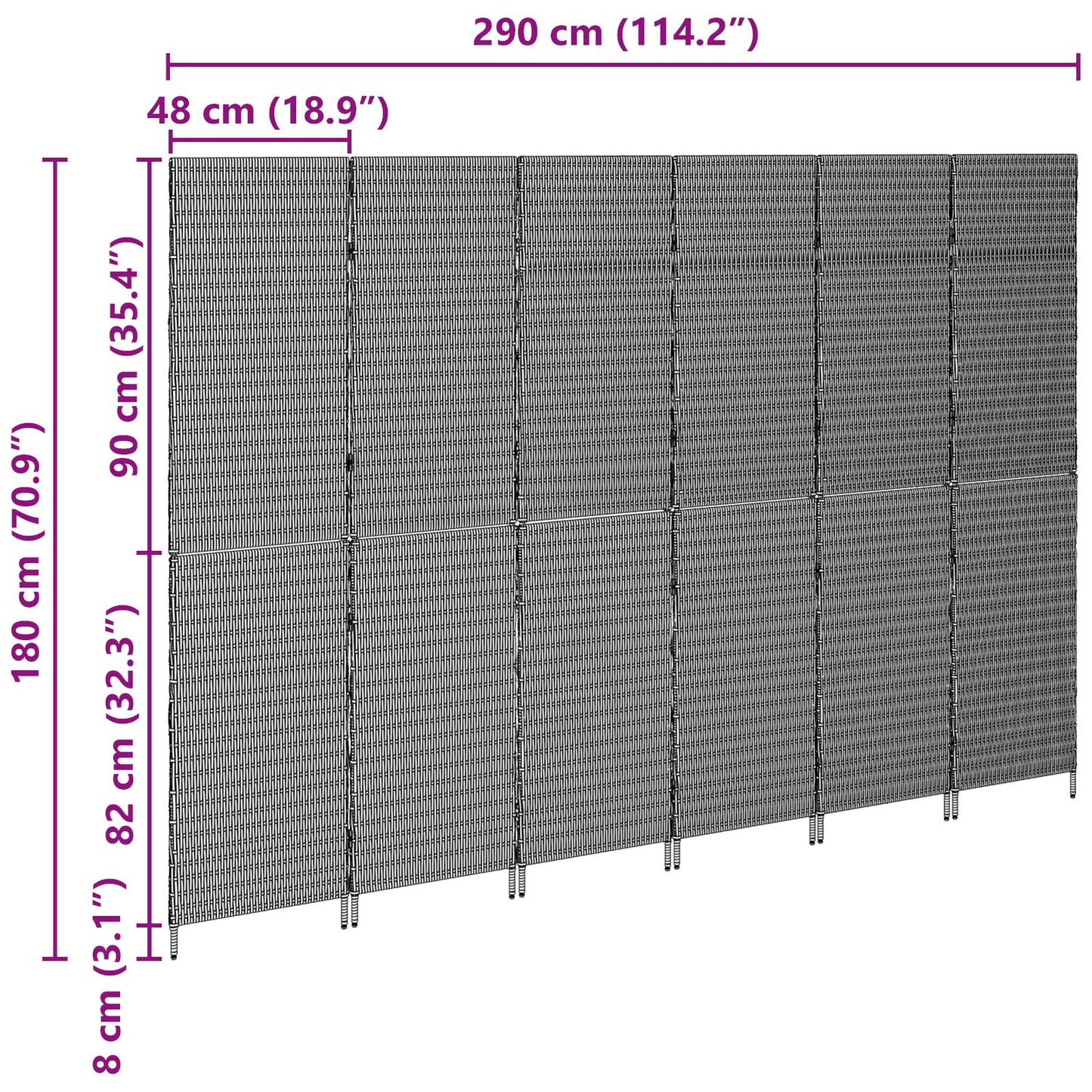 Scheidingswanden Hout Groot Opvouwbaar Kamer Scheiding 180 cm Beige 6 panelen