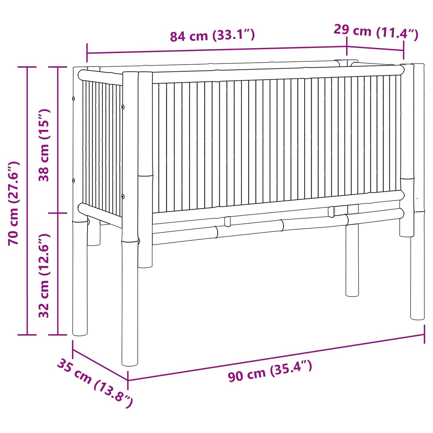 Tuin Verhoogde Bed 90X35X70 Cm Bamboe 90 cm