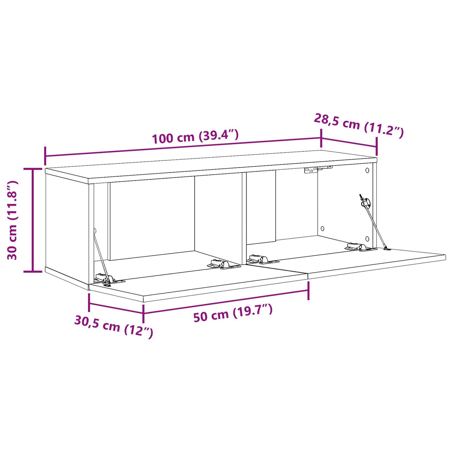 Tv-Kasten 2 Stuks Zwart Eiken 100X30X30 Cm Bewerkt Hout
