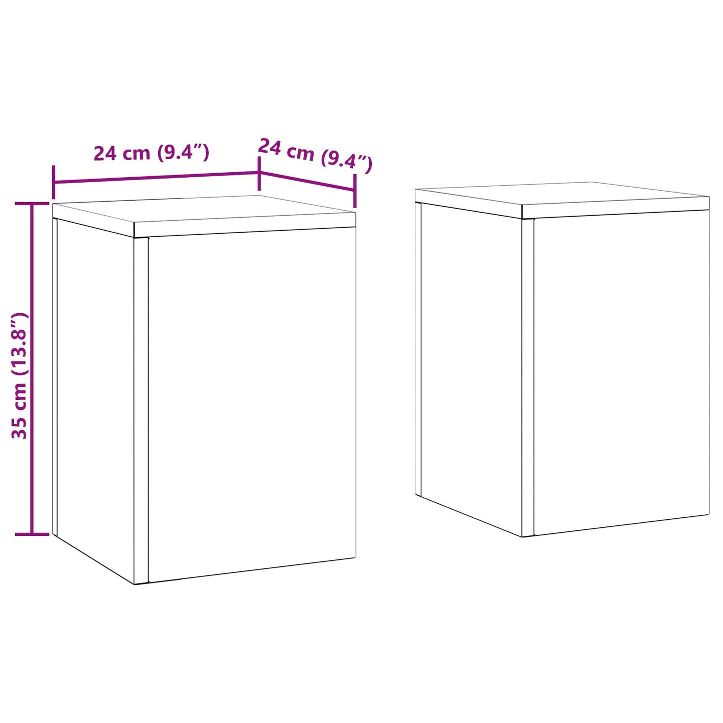 Buitplantenstandaards Pilaar 2 Stuks 24X24X35 Cm Staal Zwart 2x (35 cm)