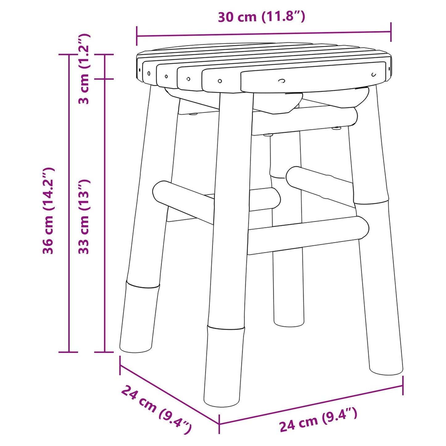 Lage Kruk Rond Ø30X36 Cm Bamboe
