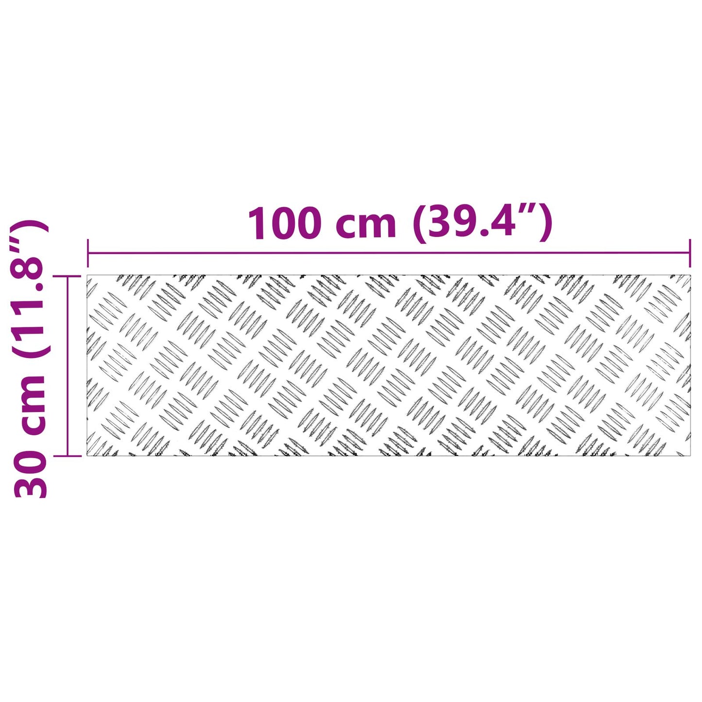 Aluminium Checker Platen 2 Stuks Antislip 100X30 Cm 100 x 30 x 0.4 cm Rechthoekig