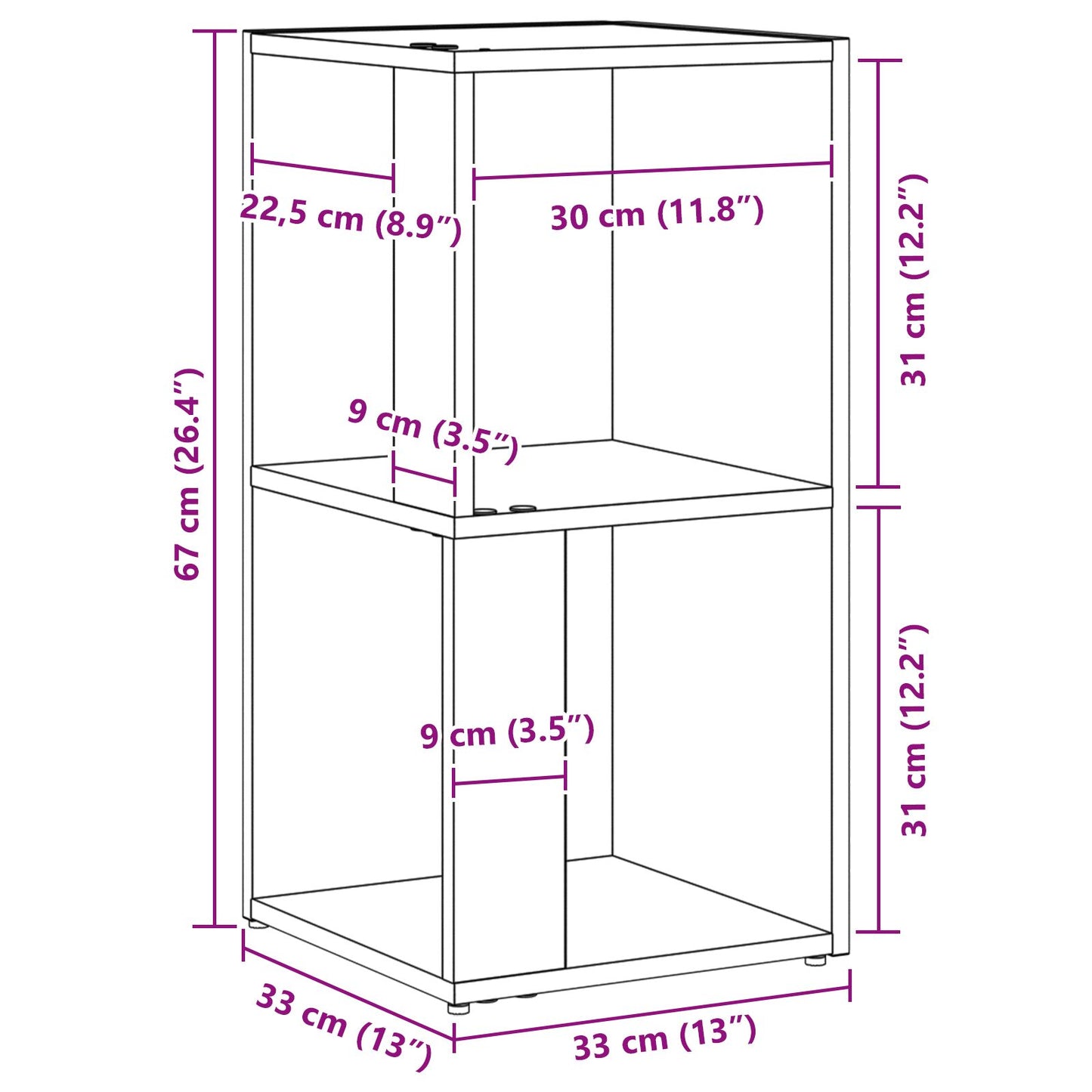 Hoekkast Zwart Eiken 33X33X67 Cm Bewerkte Hout