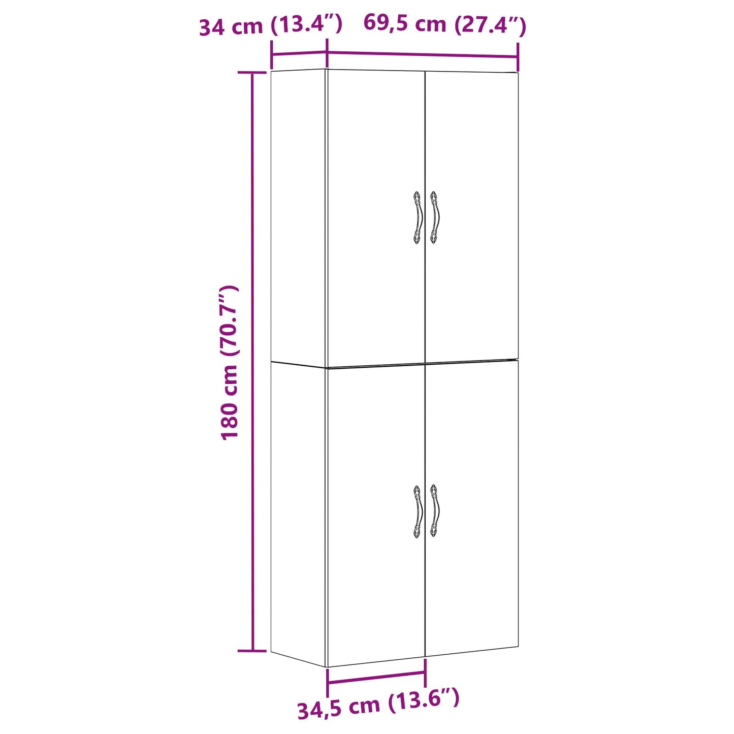 Kasten 2 Stuks Zwart Eiken 69,5X34X180 Cm Geïnvesteerd Hout