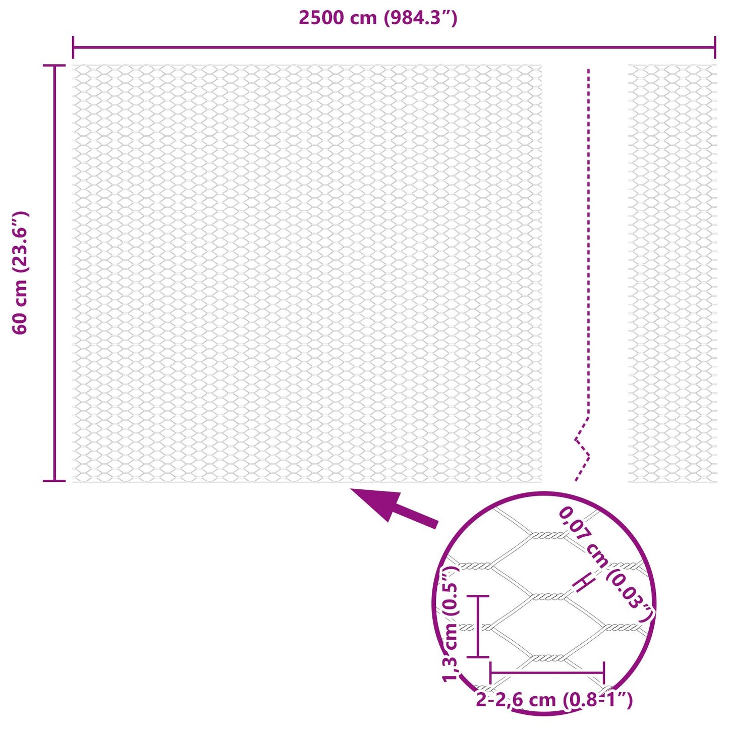 Hexagon Hek 0,6X25 M Staal Grijs 25 x 0.6 m 13 mm